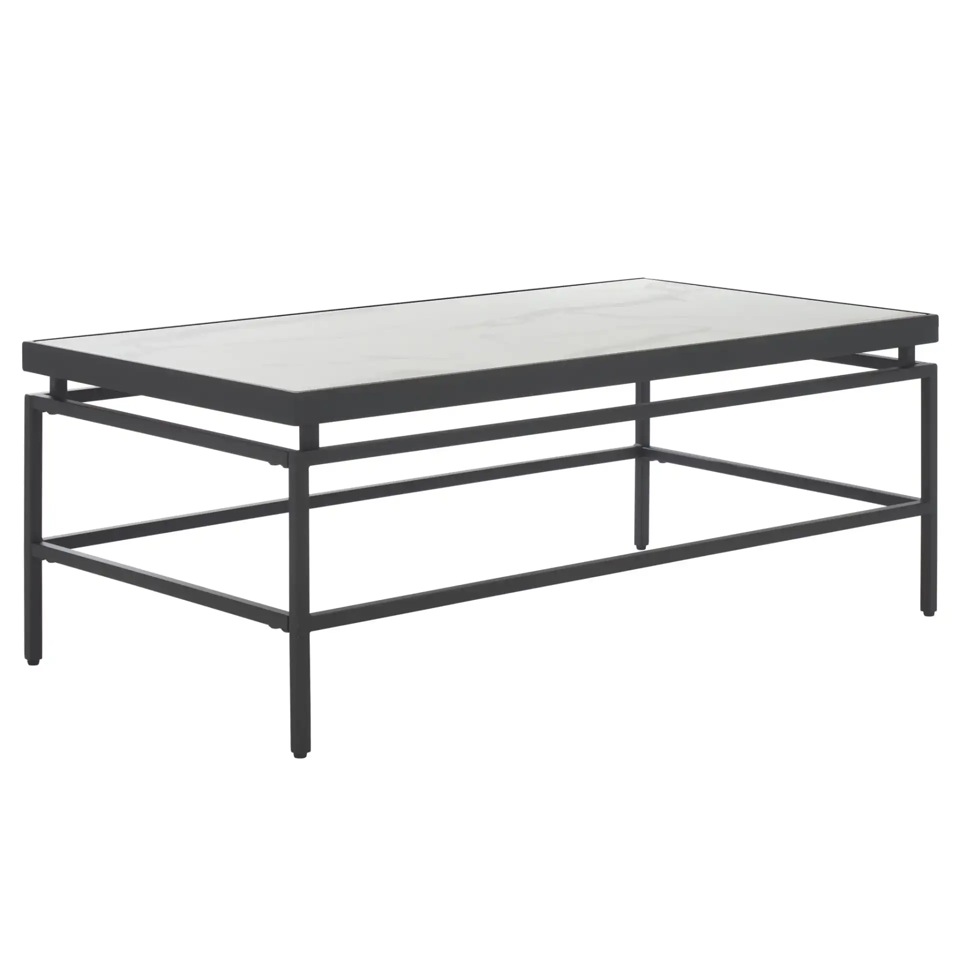Acelin Coffee Table in White Faux Marble / Black, detail view