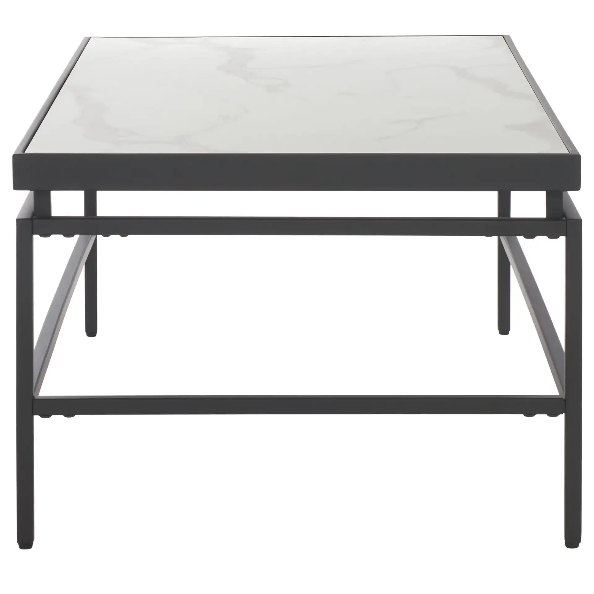 Acelin Coffee Table in White Faux Marble / Black, detail view