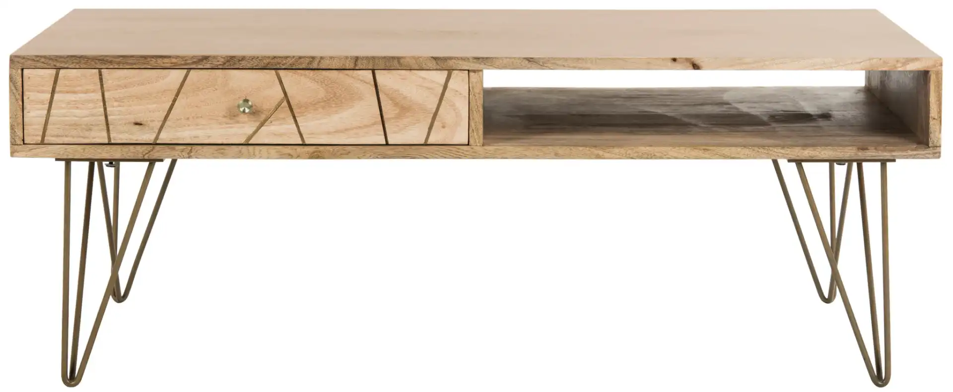 Marigold Coffee Table in Natural / Brass, detail view