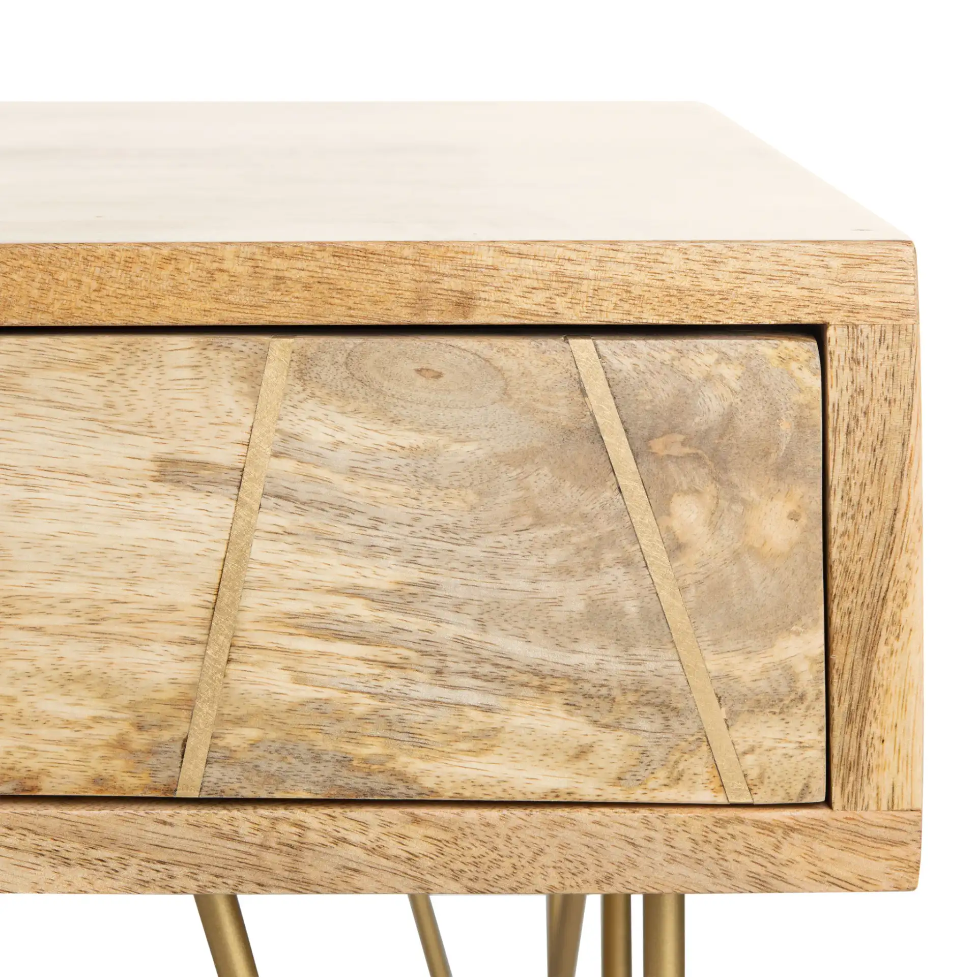 Marigold Coffee Table in Natural / Brass in a styled room