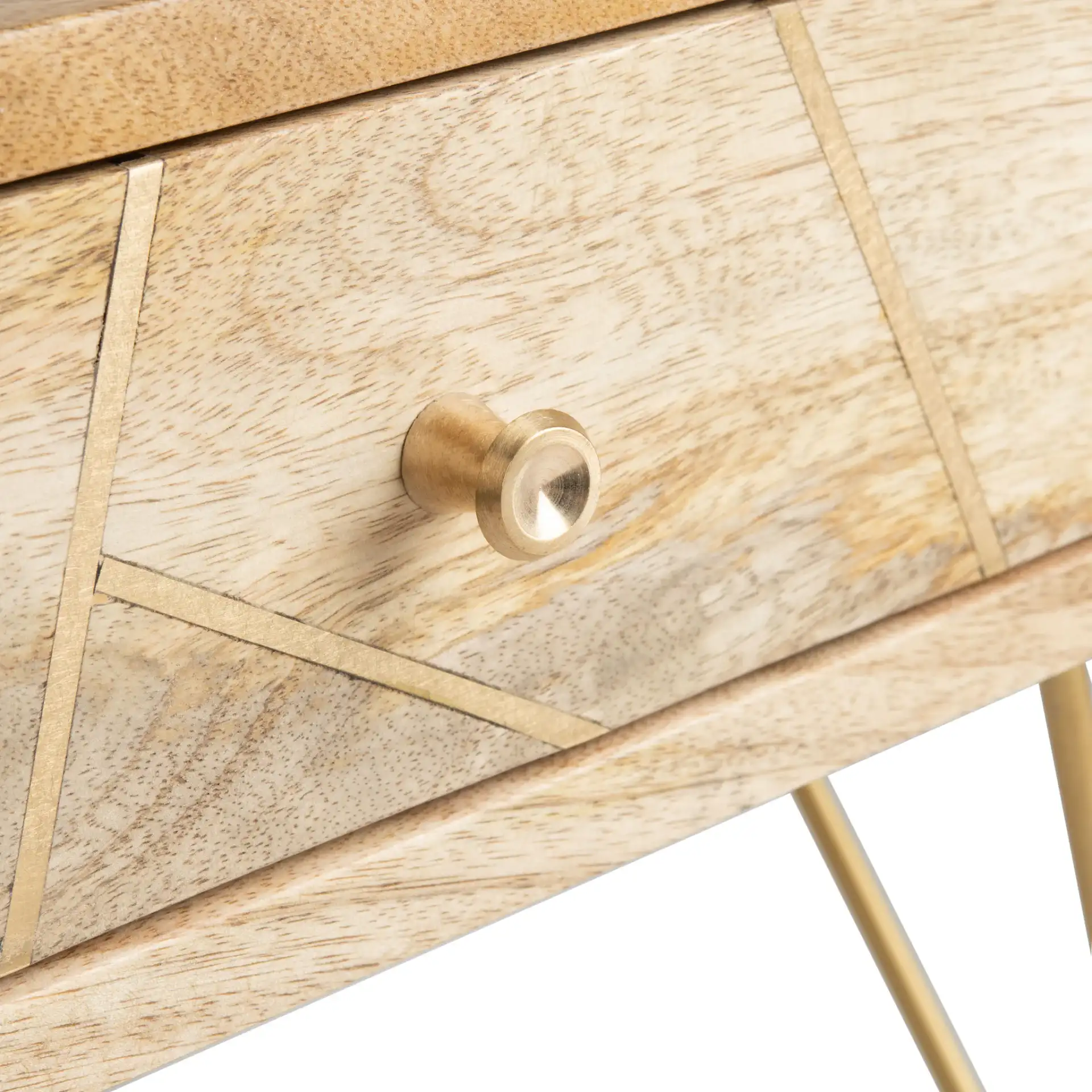 Marigold Coffee Table in Natural / Brass in a styled room