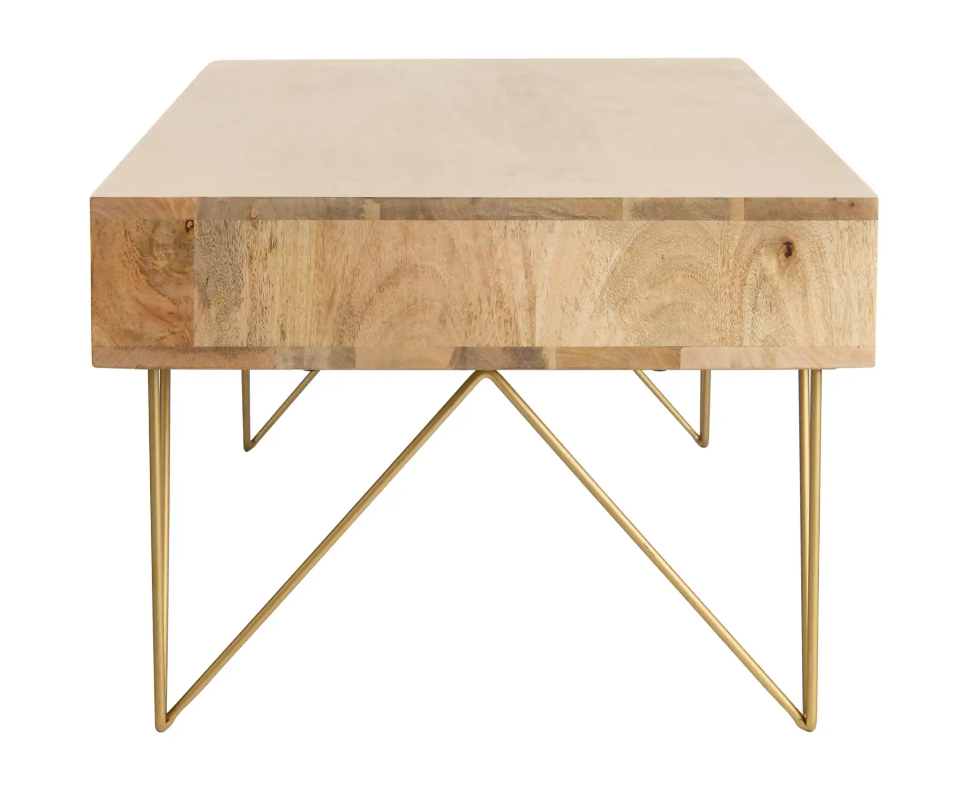 Marigold Coffee Table in Natural / Brass, detail view
