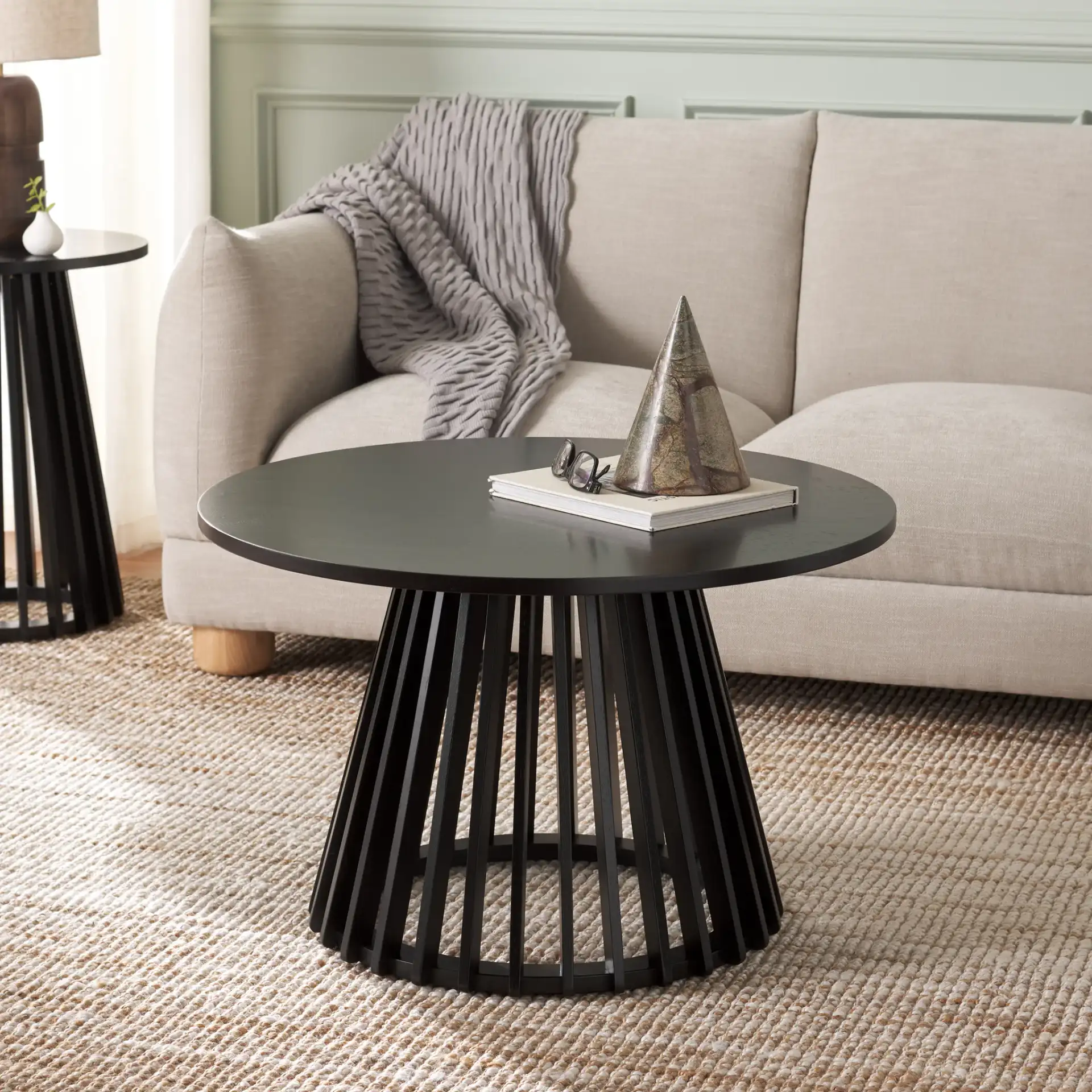 Cassio Coffee Table in Black in a styled room
