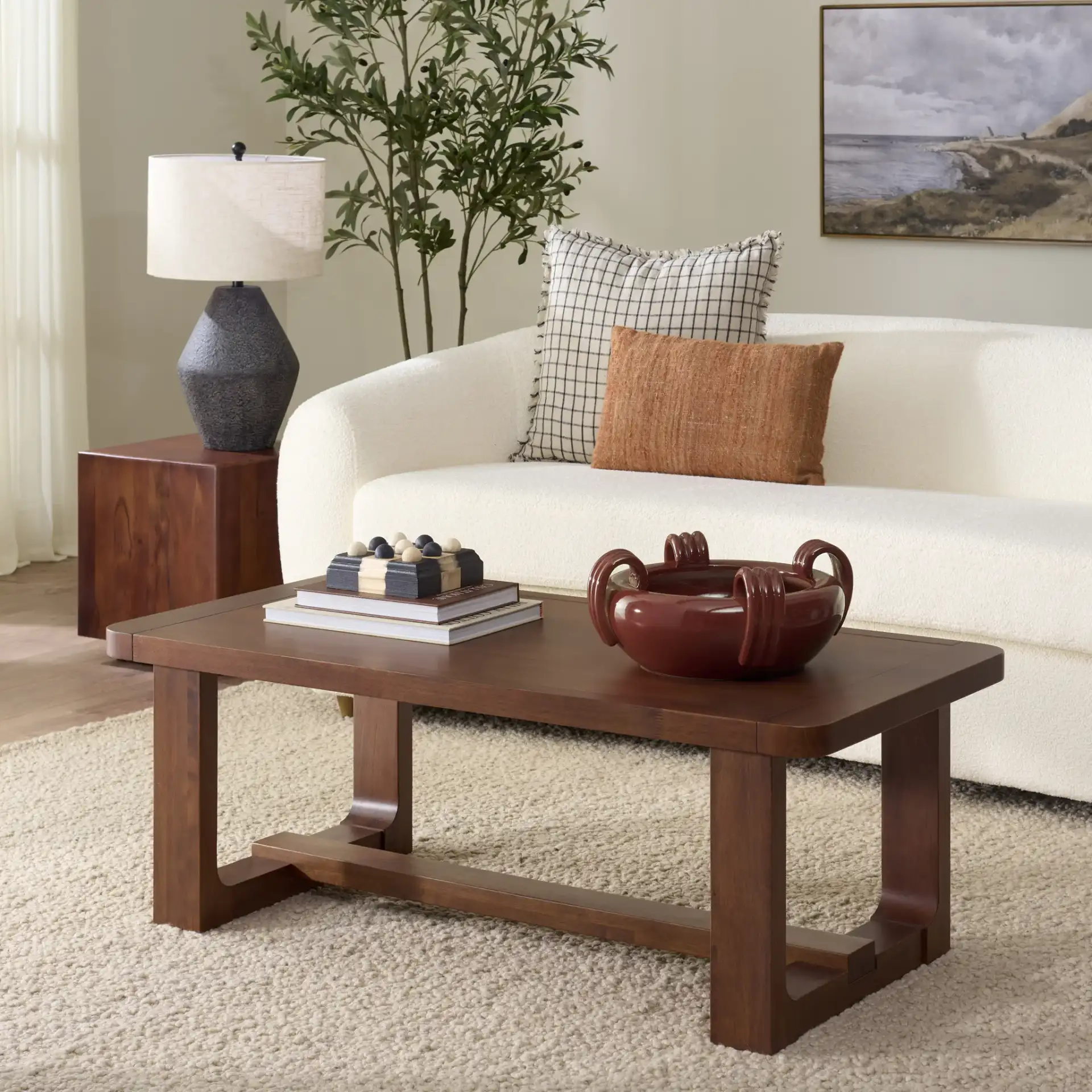 Jaromir Coffee Table in Dark Walnut in a styled room