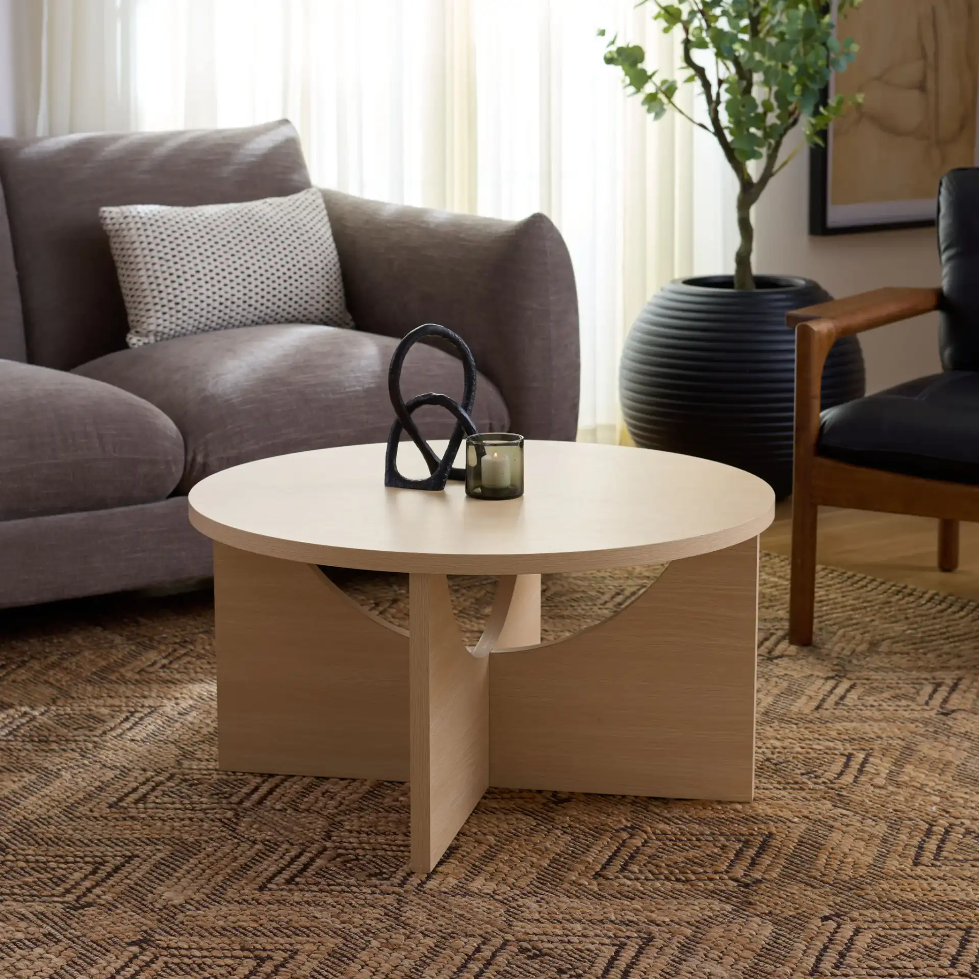 Elgin Coffee Table in Sand in a styled room