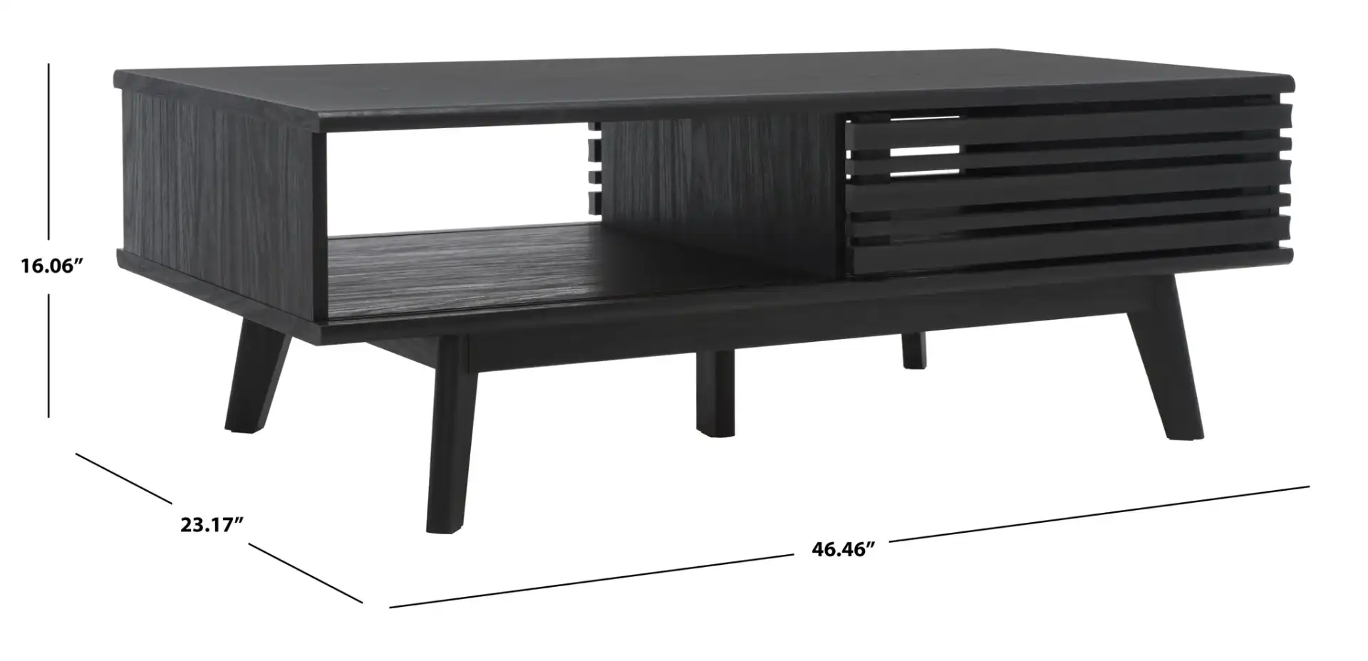 Rori Two-Door Coffee Table in Black, detail view