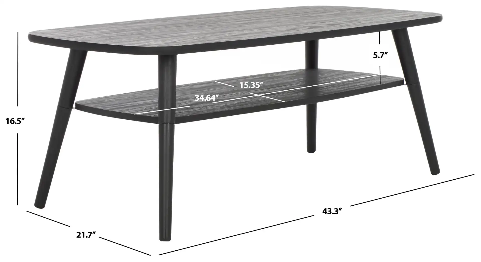 Karou Two-Tier Coffee Table in Black, detail view