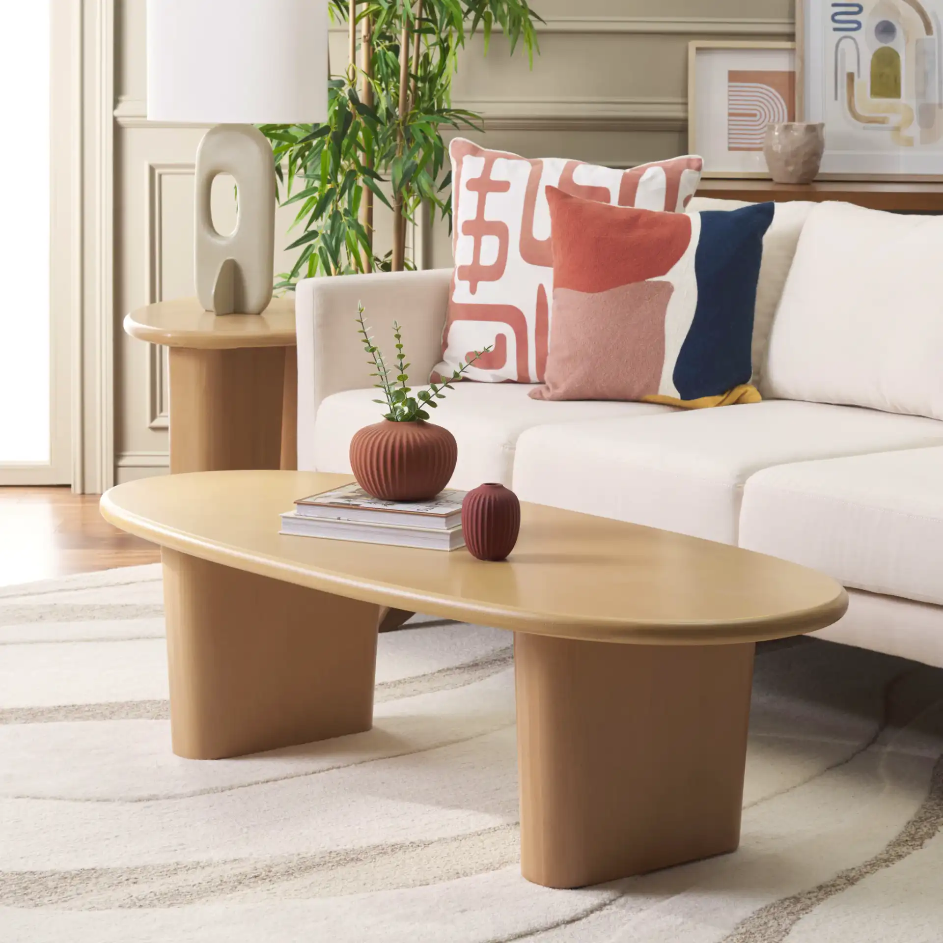 Kali Coffee Table in Natural in a styled room