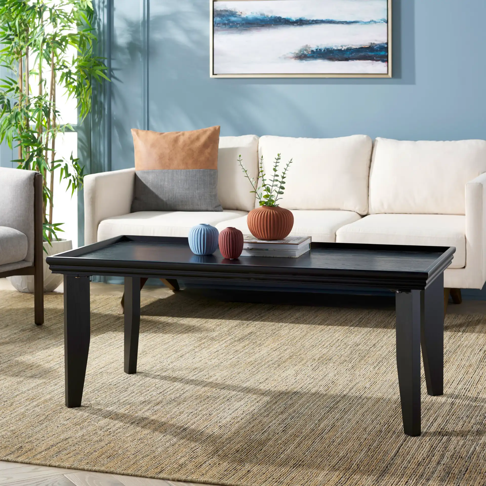 Naios Coffee Table in Black in a styled room