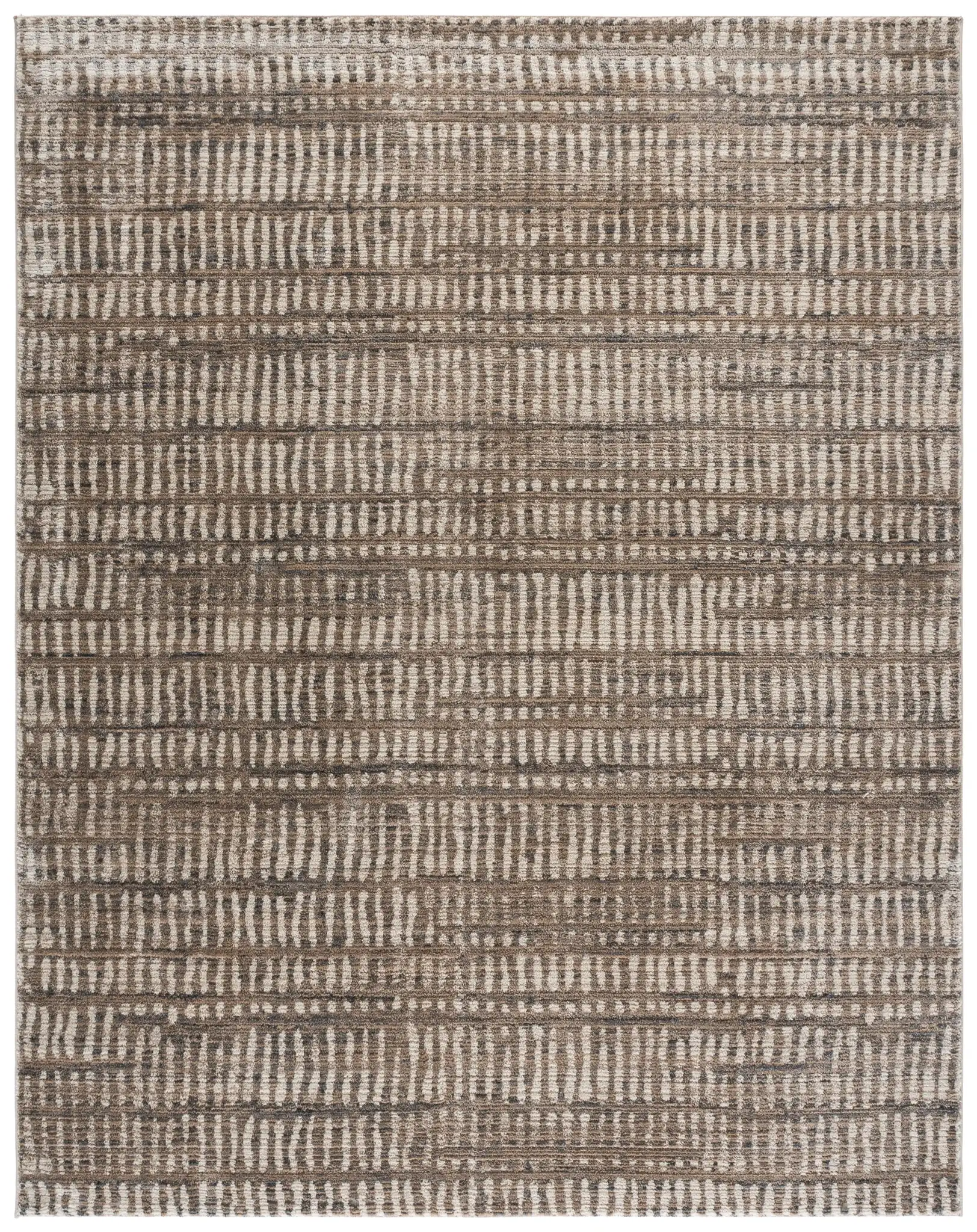 Cooper Modern Ribbed Stripe Rug in Ivory / Beige Gray