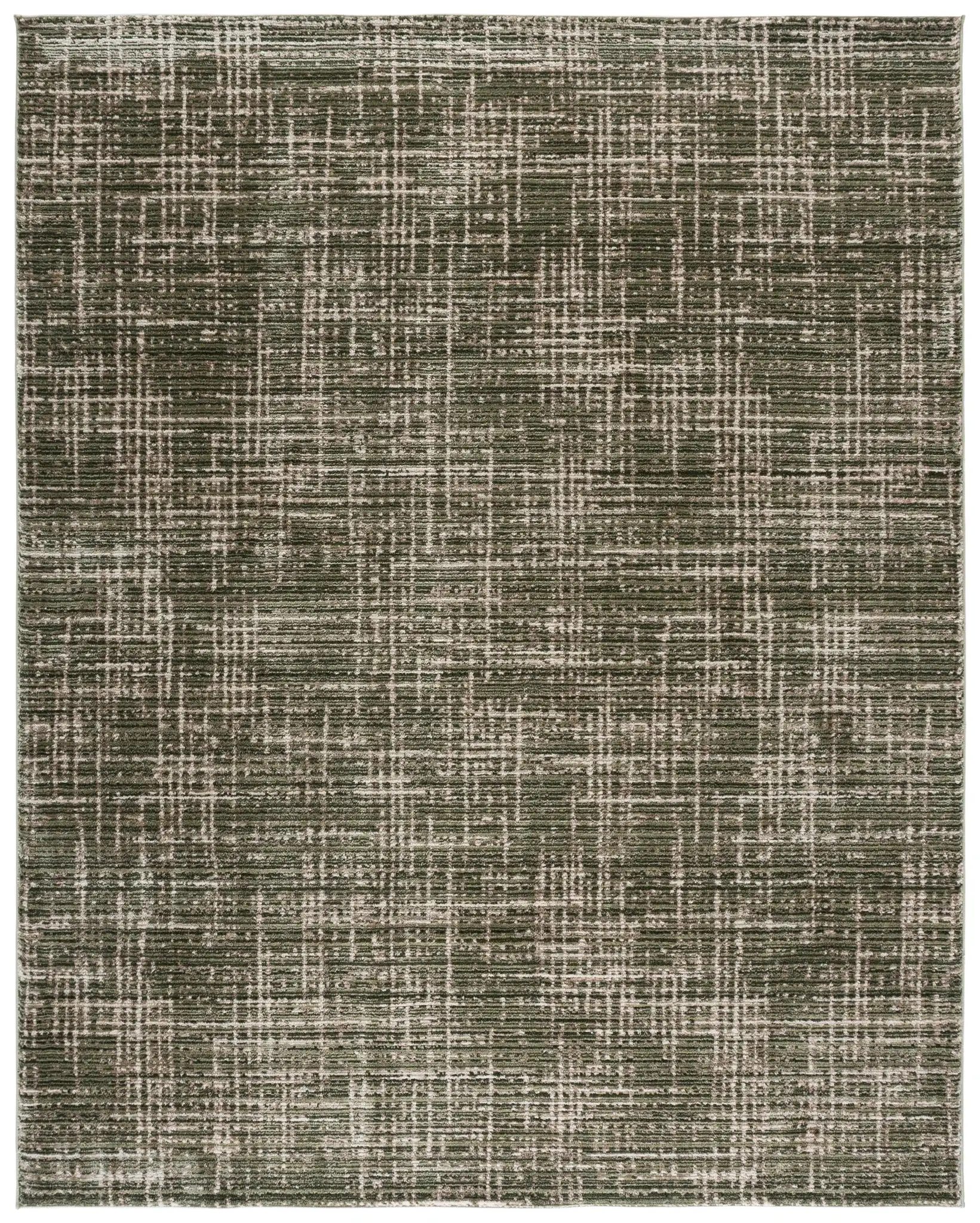 Cooper Modern Crosshatch Rug in Green / Ivory
