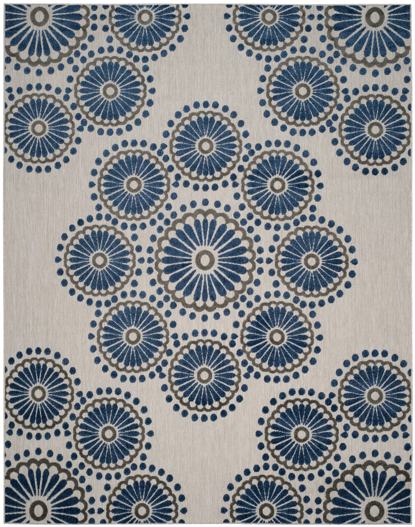 Cottage Mid-Century Ogee Rug in Cream / Navy