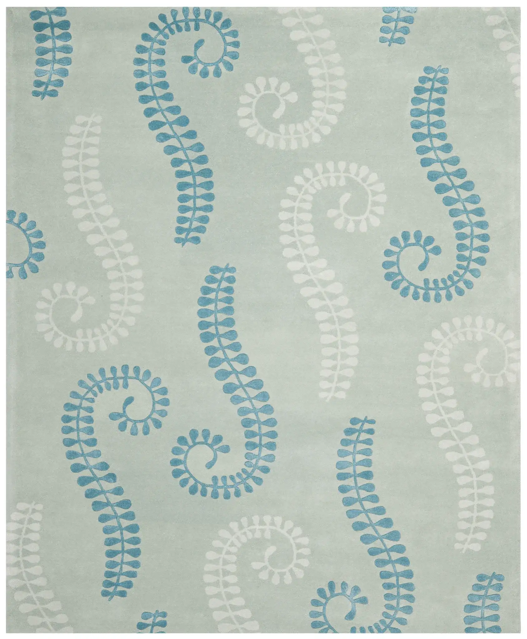 Capri Fern Hand-Tufted Wool Rug in Silver / Light Blue