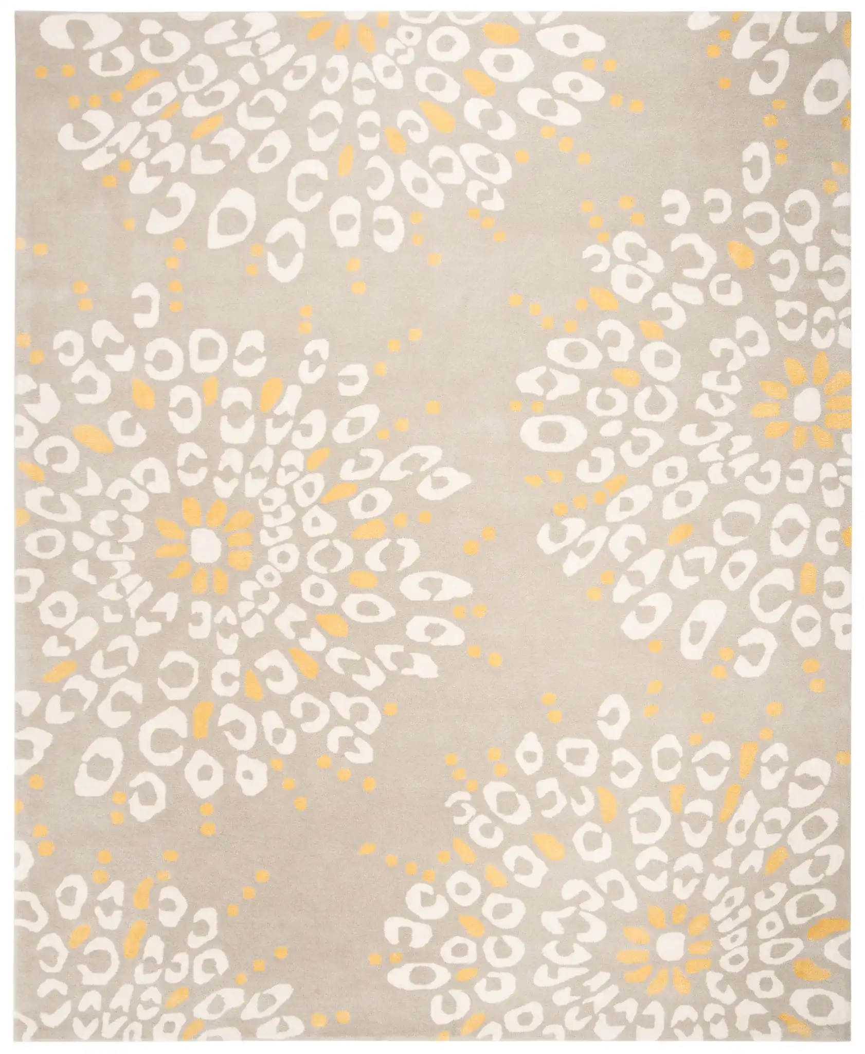 Capri Dotted Bloom Hand-Tufted Wool Rug in Gray / Ivory