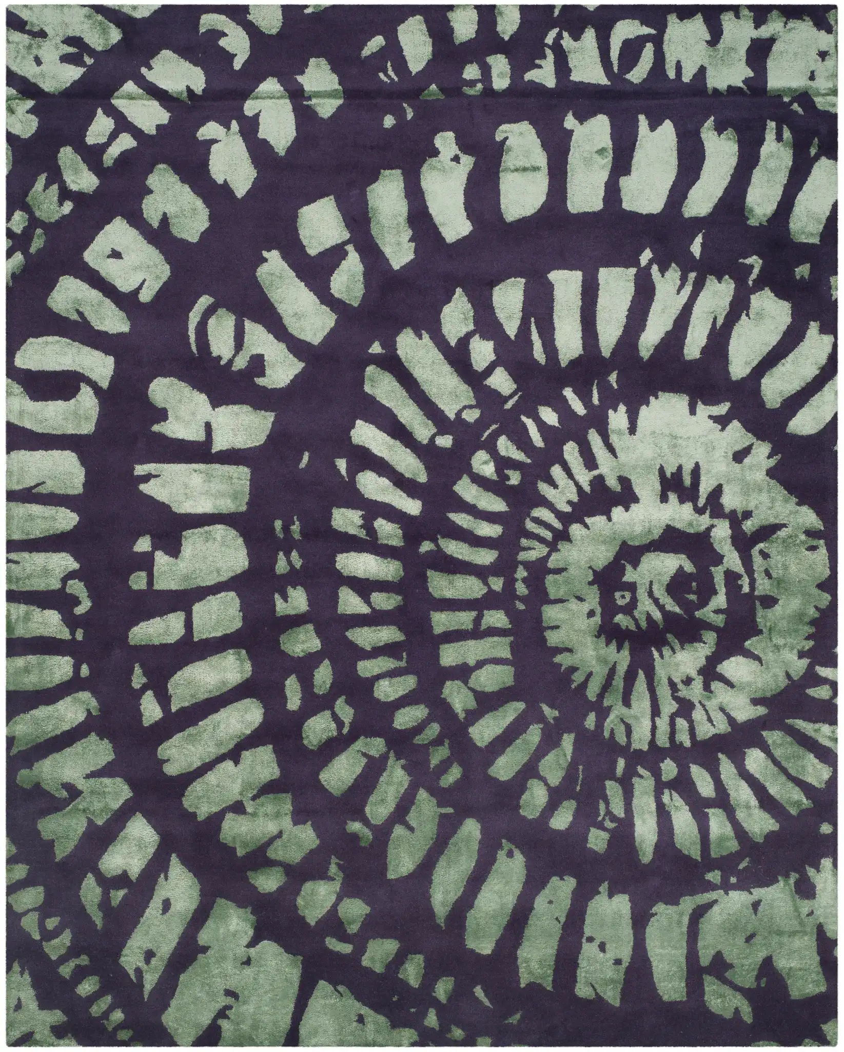 Capri Concentric Dashes Hand-Tufted Wool Rug in Lavender / Sage