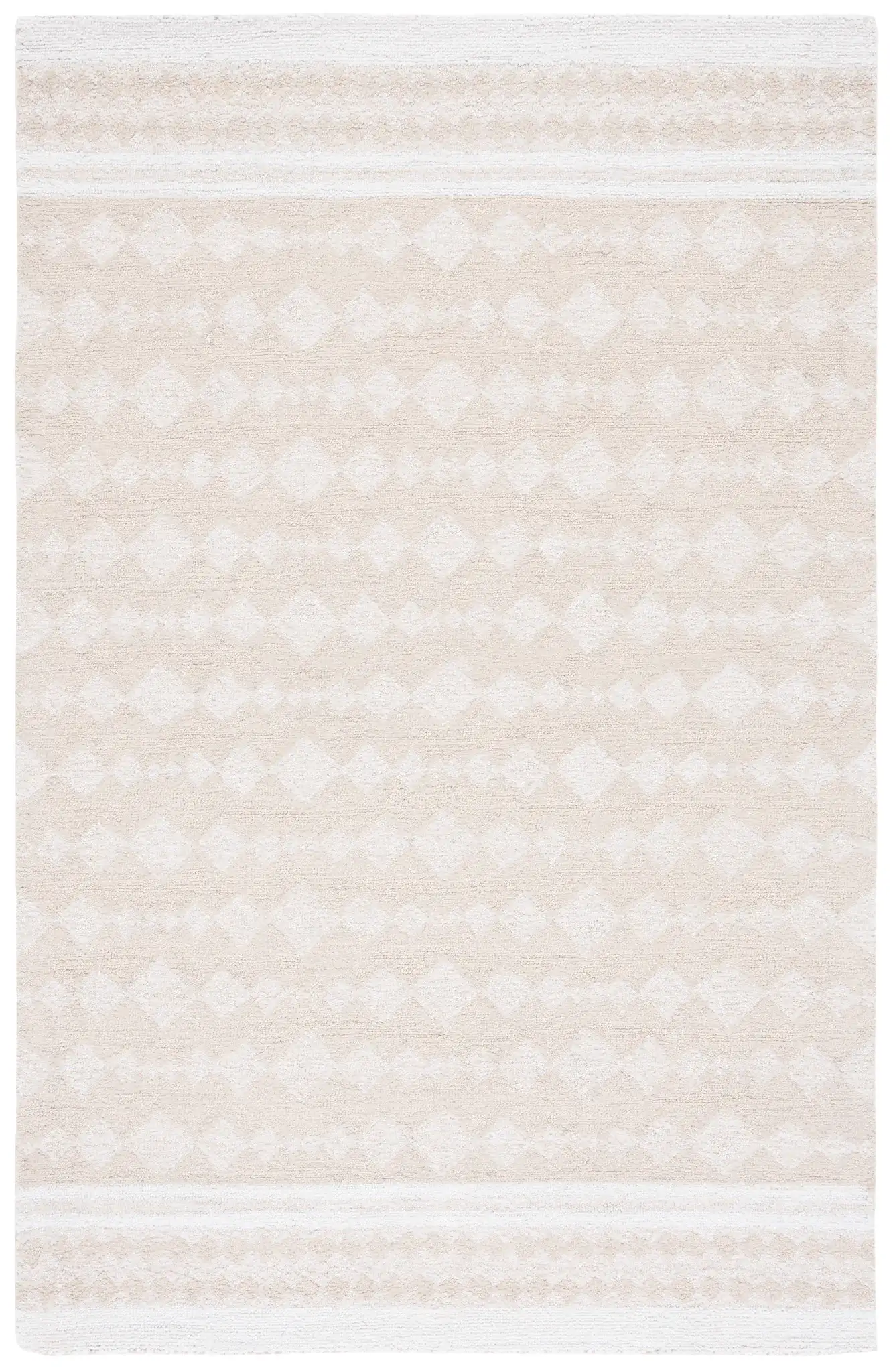 Capri Solid Bordered Hand-Tufted Rug in Ivory / Beige