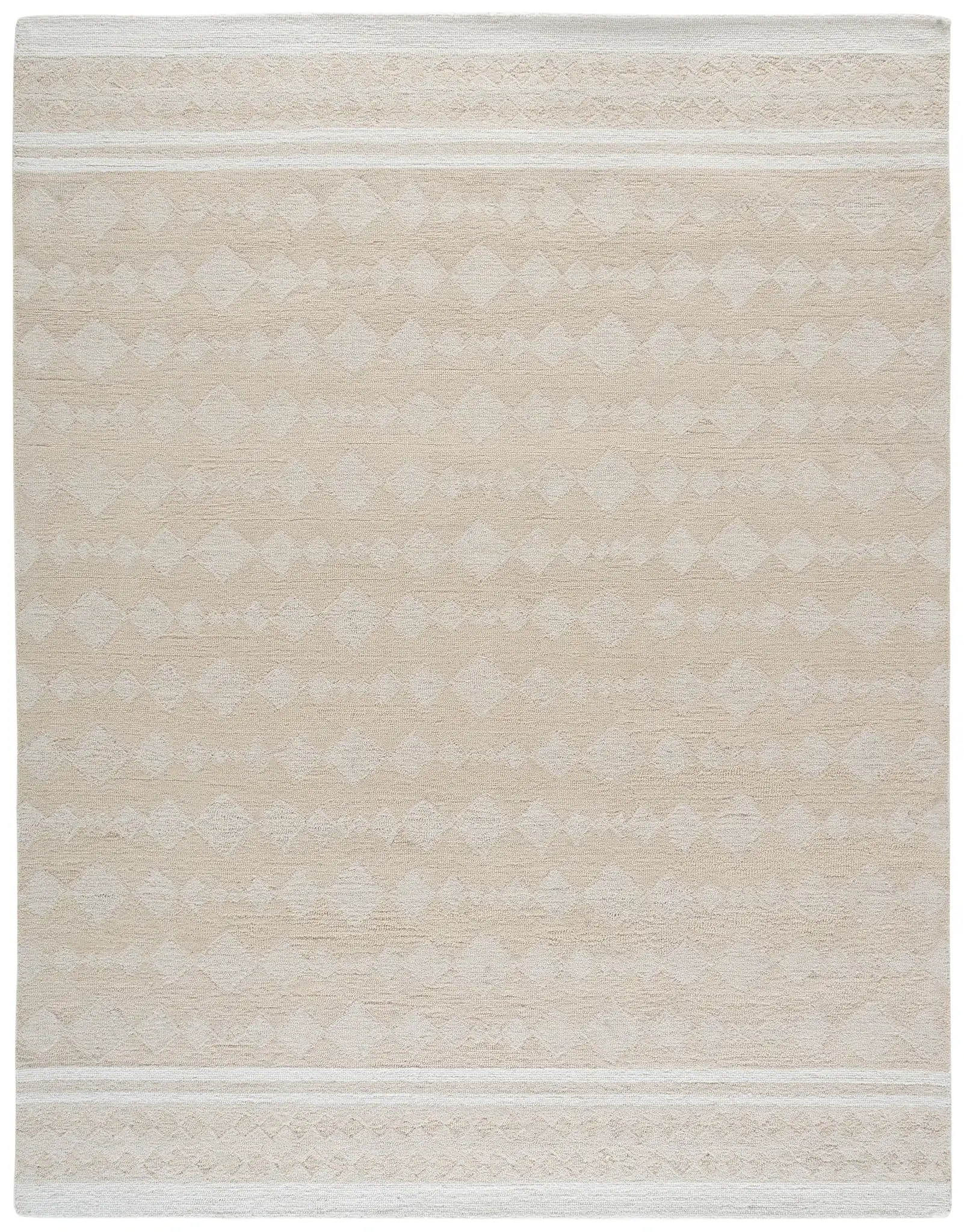 Capri Solid Bordered Hand-Tufted Rug in Ivory / Beige