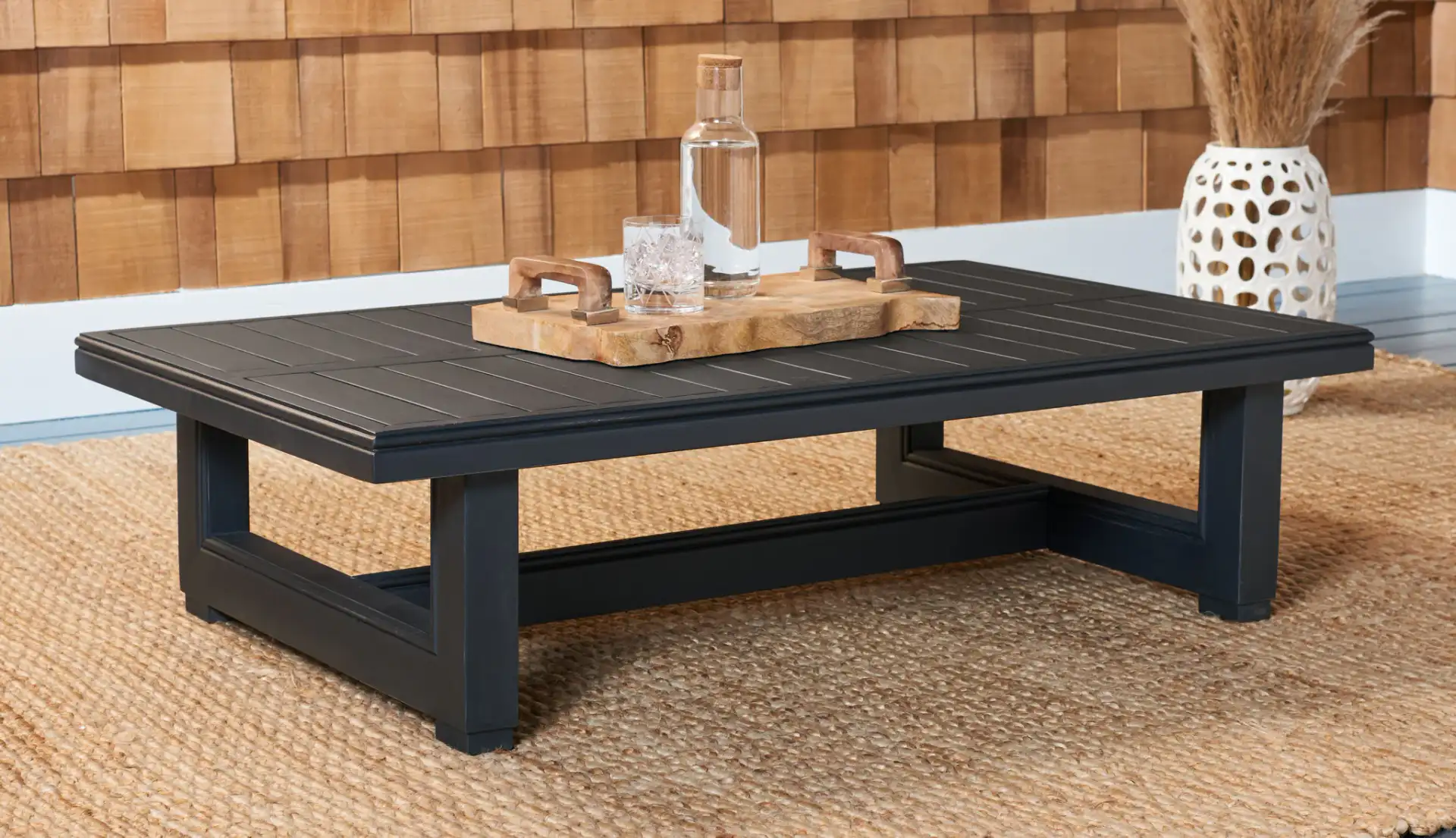 Montford Coffee Table in Black in a styled room