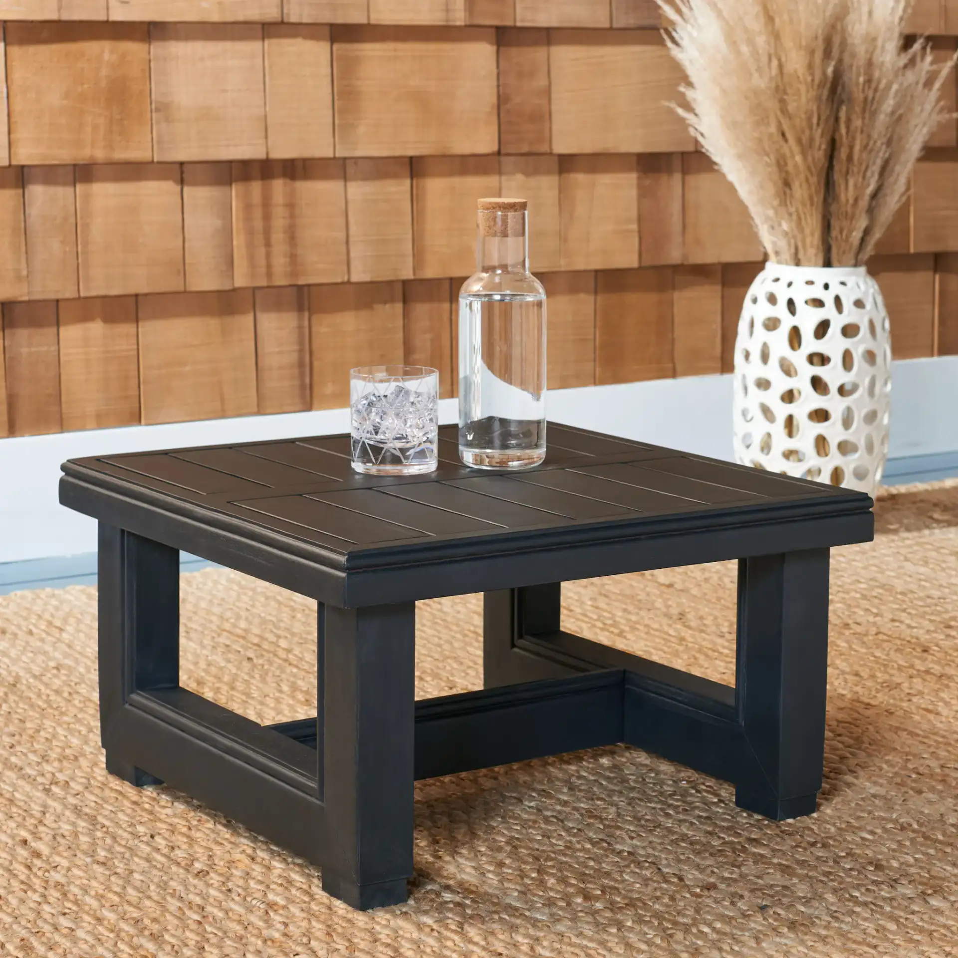 Montford End Table in Black in a styled room