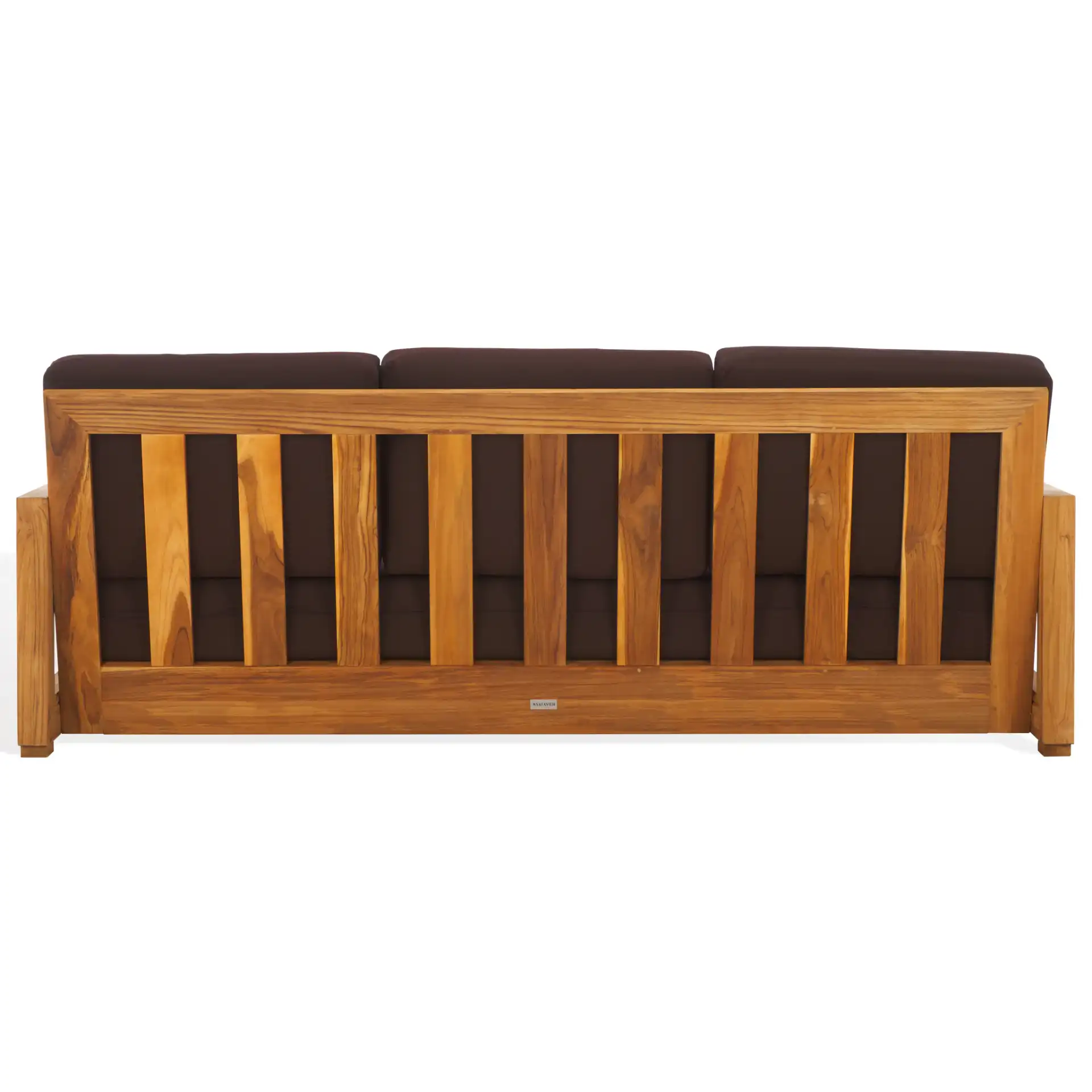 Montford Three-Seat Bench in Natural / Dark Brown, detail view
