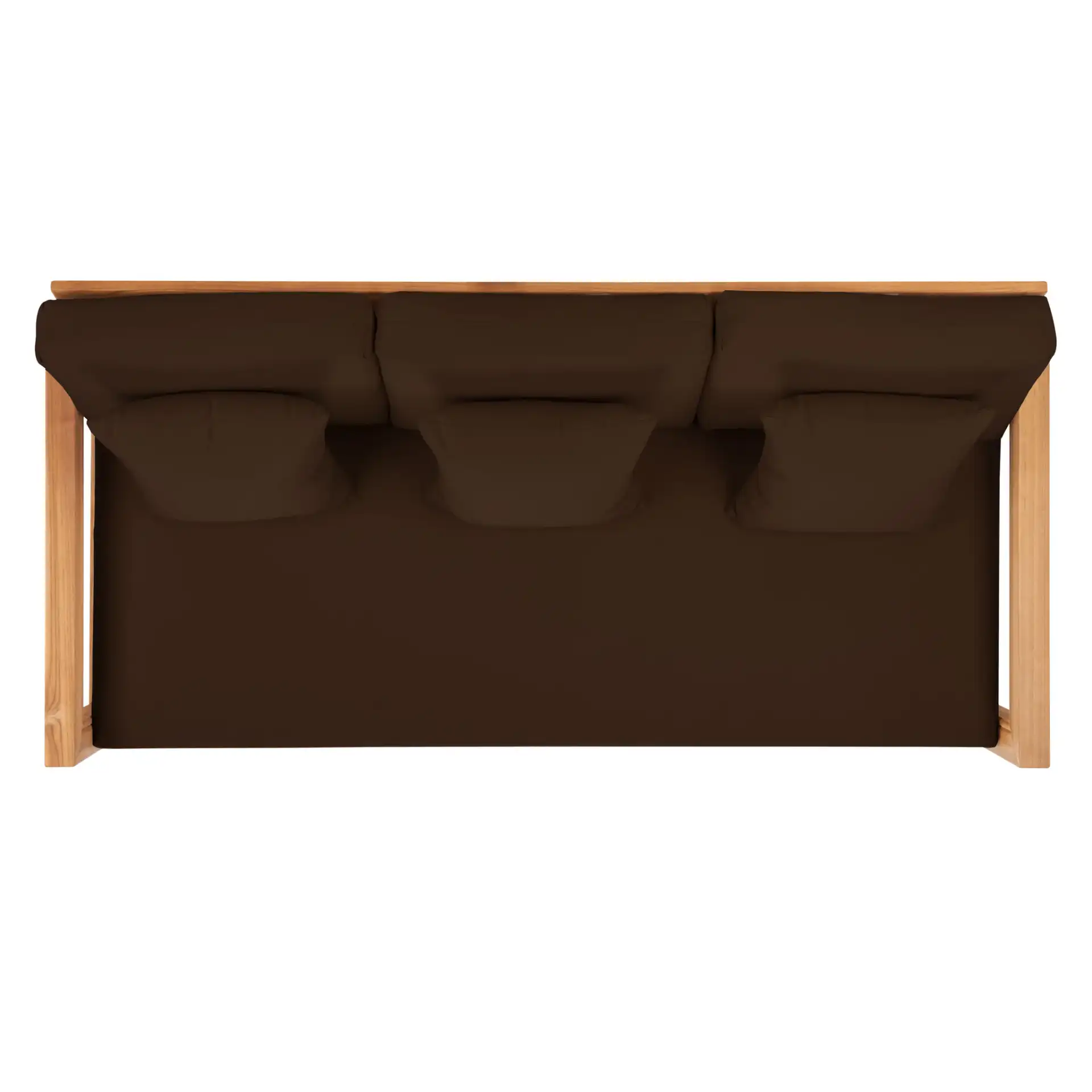 Montford Three-Seat Bench in Natural / Dark Brown, detail view