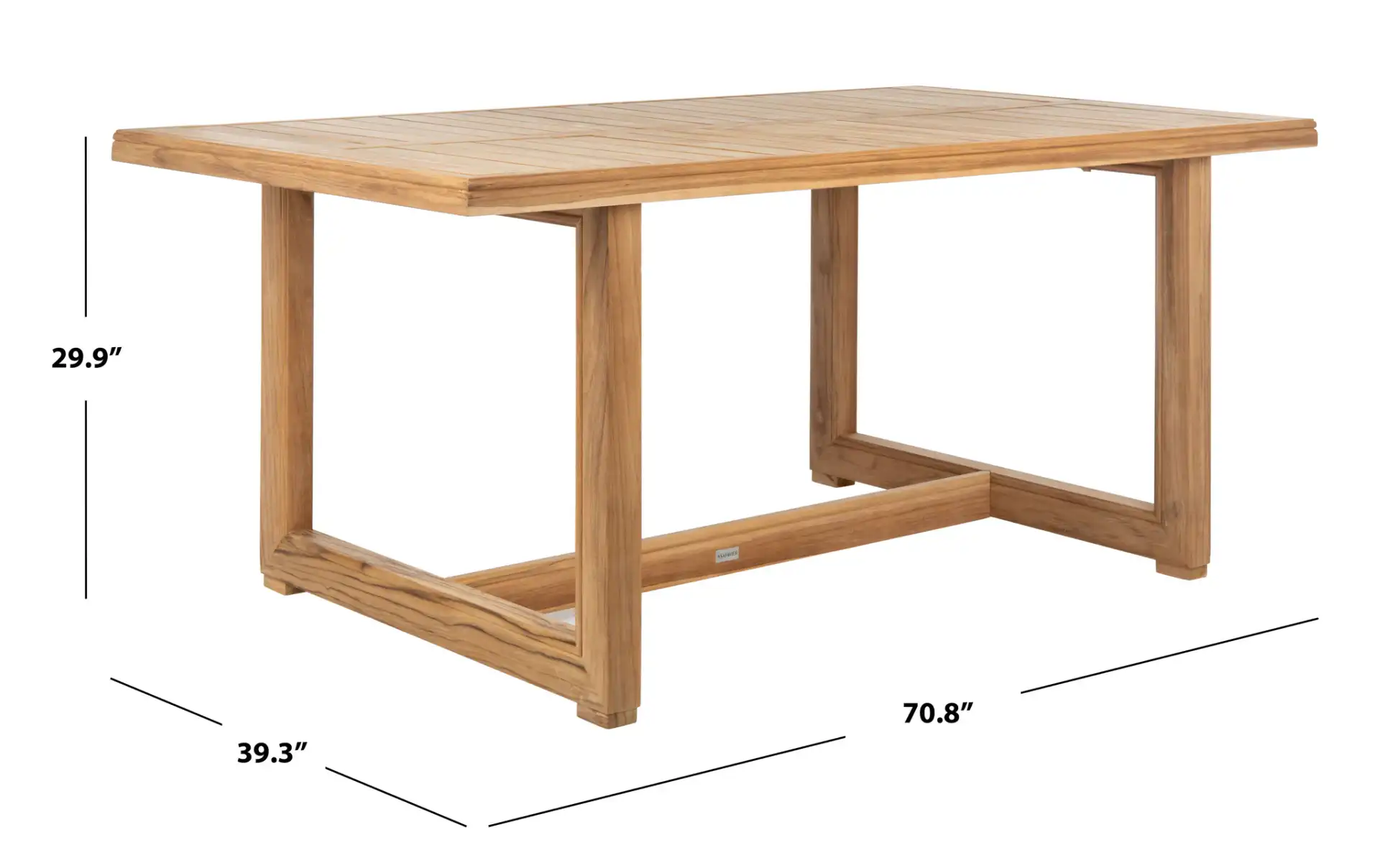 Montford Teak Dining Table in Natural Teak, detail view