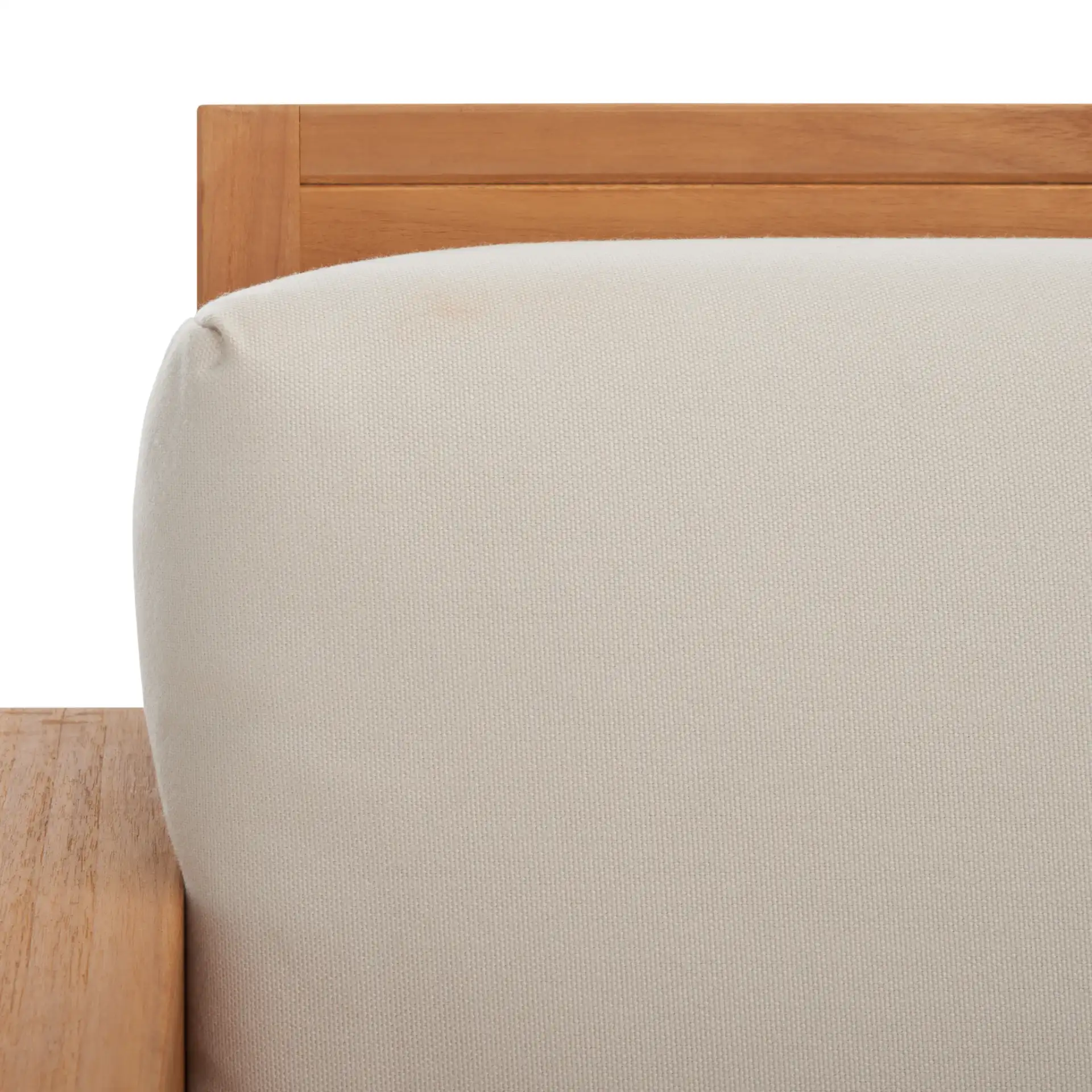 Molokai Teak Patio Chair in Natural / White in a styled room
