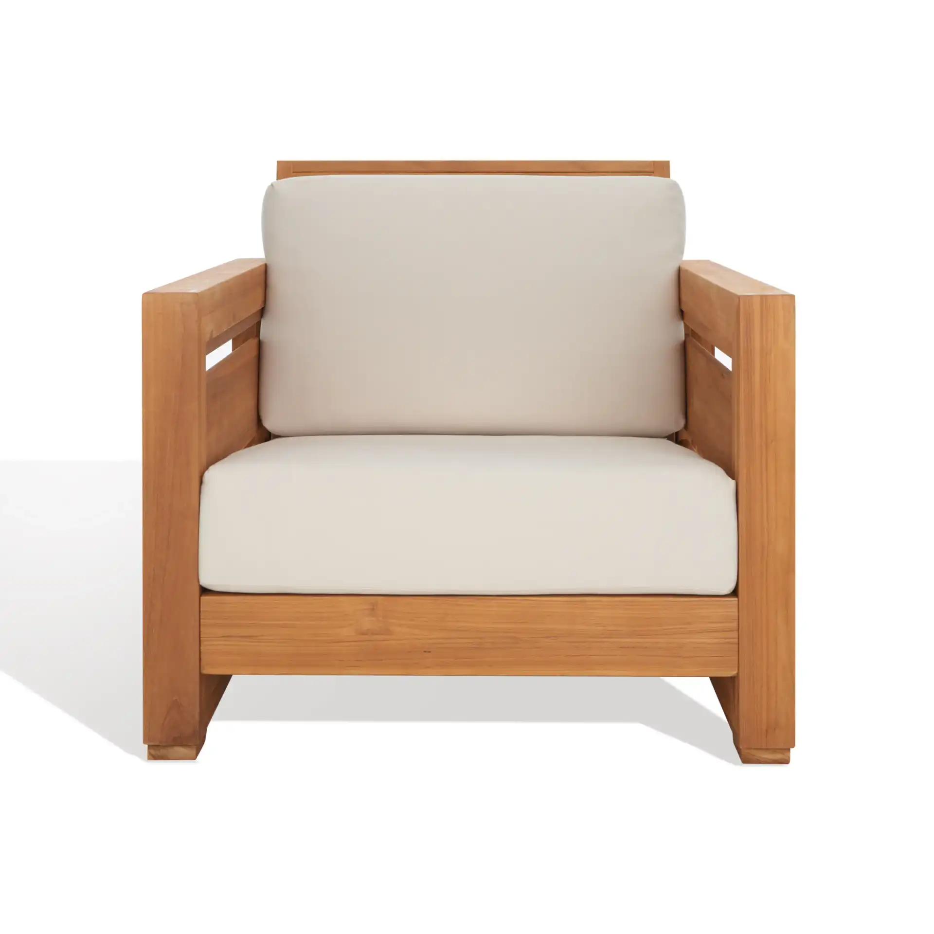 Molokai Teak Patio Chair in Natural / White, detail view