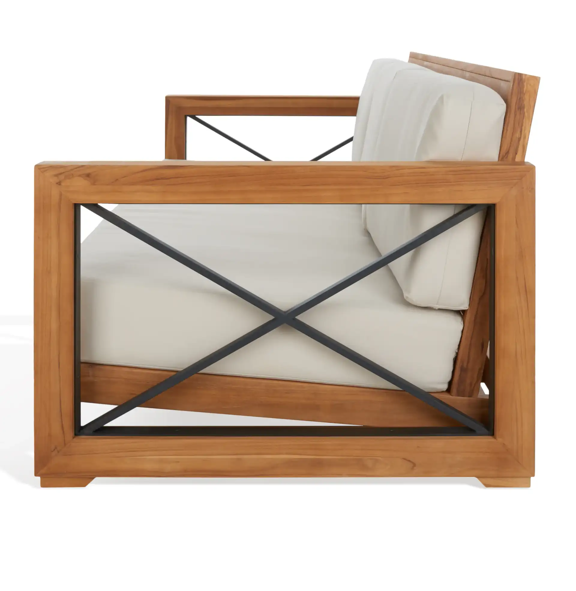 Andros Teak Patio Sofa in Natural / Beige, detail view
