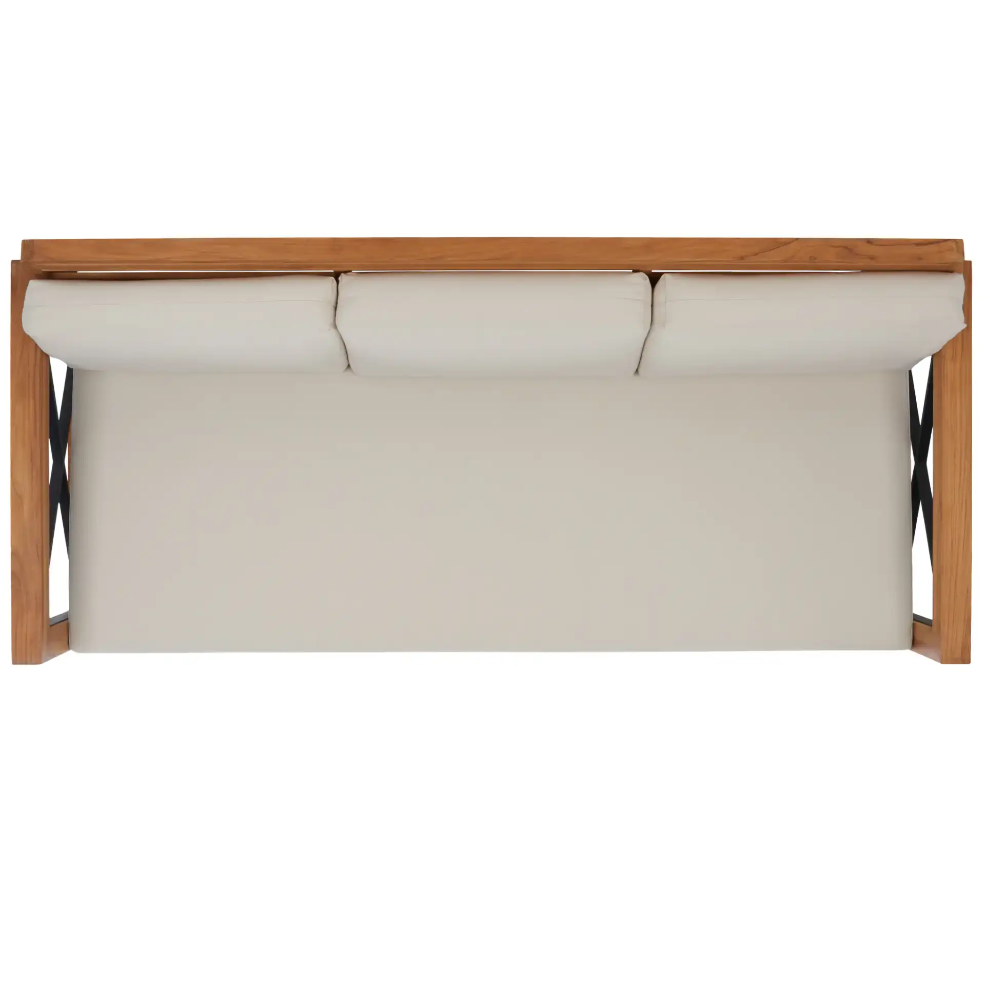 Andros Teak Patio Sofa in Natural / Beige, detail view