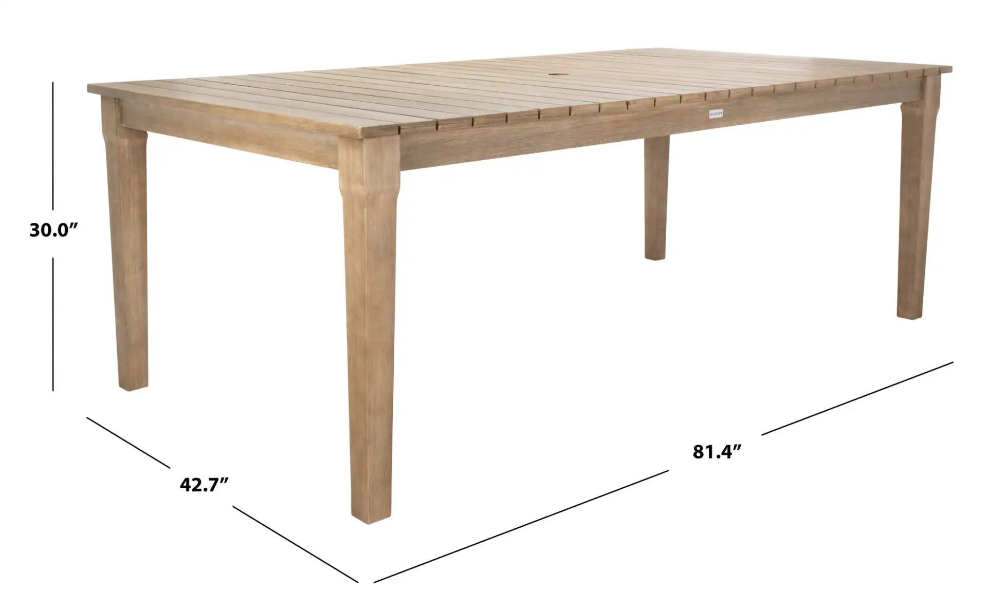 Dominica Outdoor Dining Table in Natural, detail view