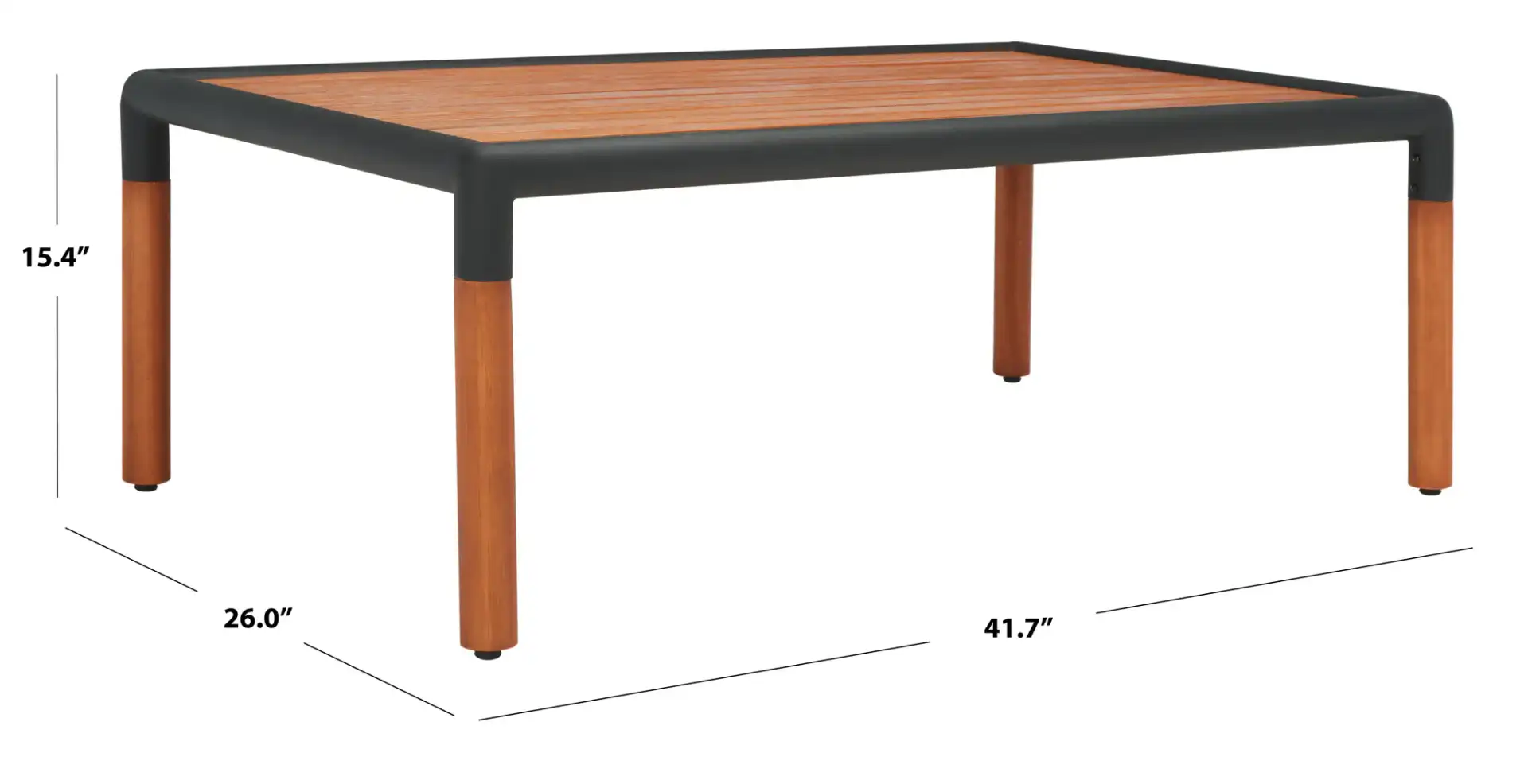 Tommy Metal & Wood Coffee Table in Black / Natural, detail view