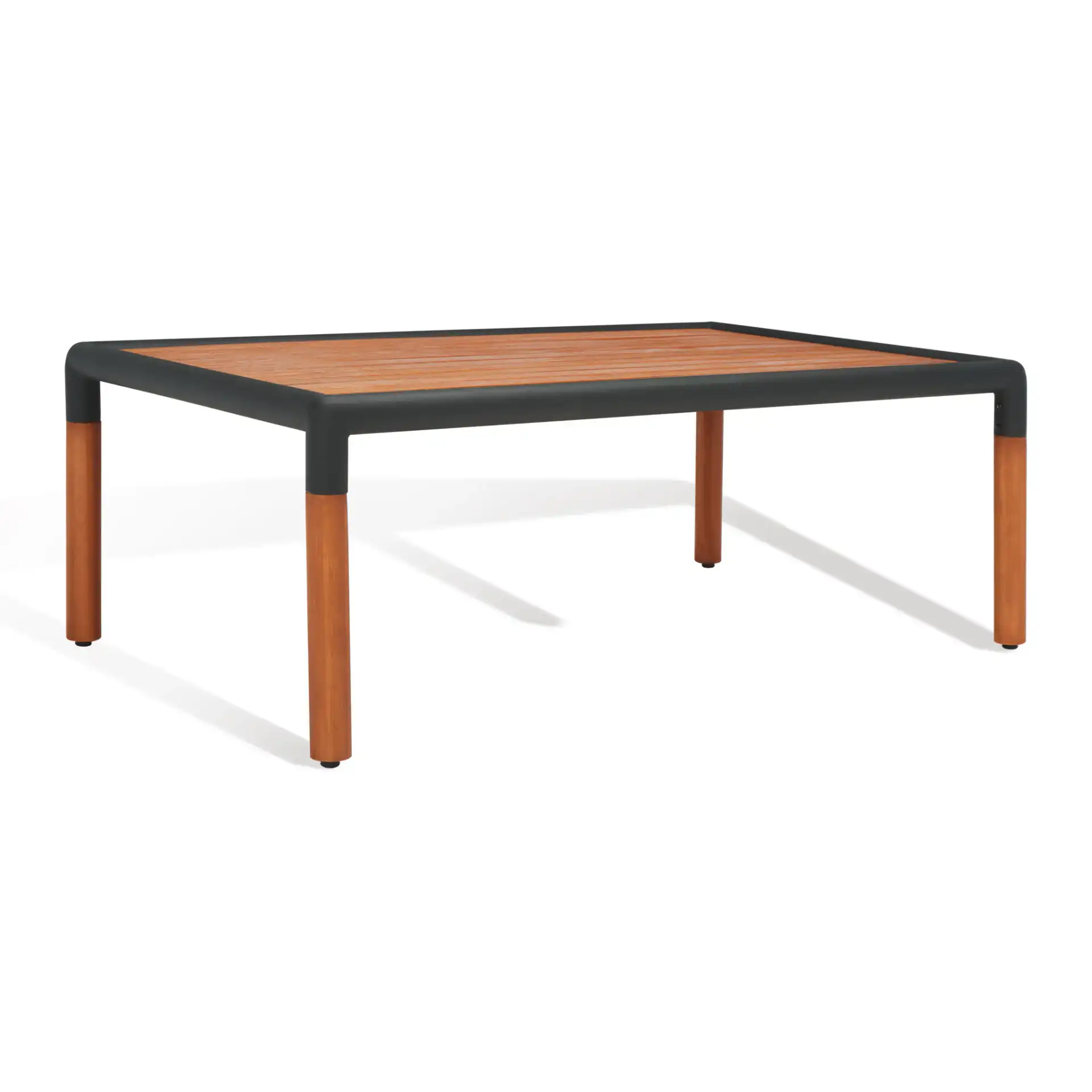 Tommy Metal & Wood Coffee Table in Black / Natural, detail view