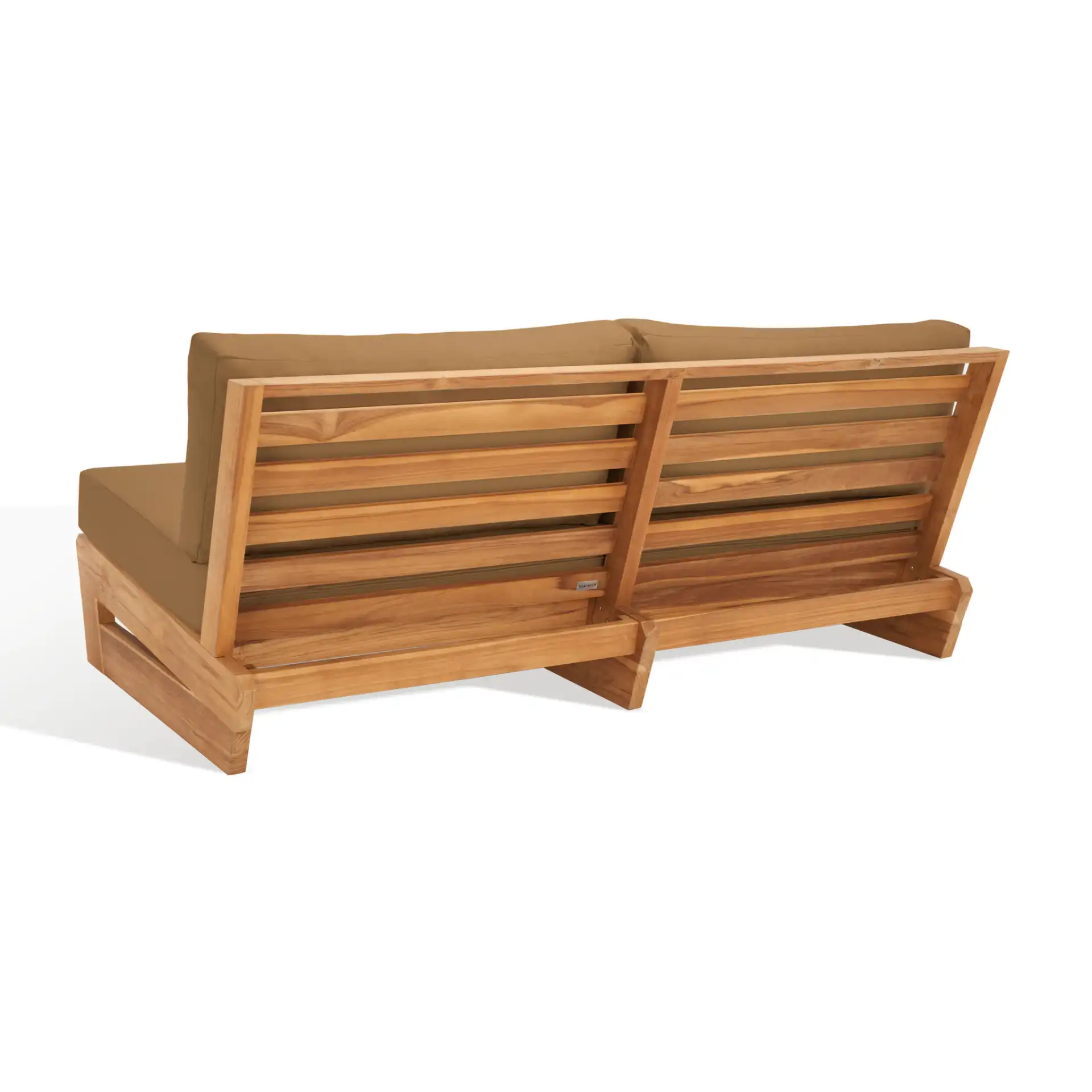 Julianne Teak Patio Sofa in Natural / Brown, detail view