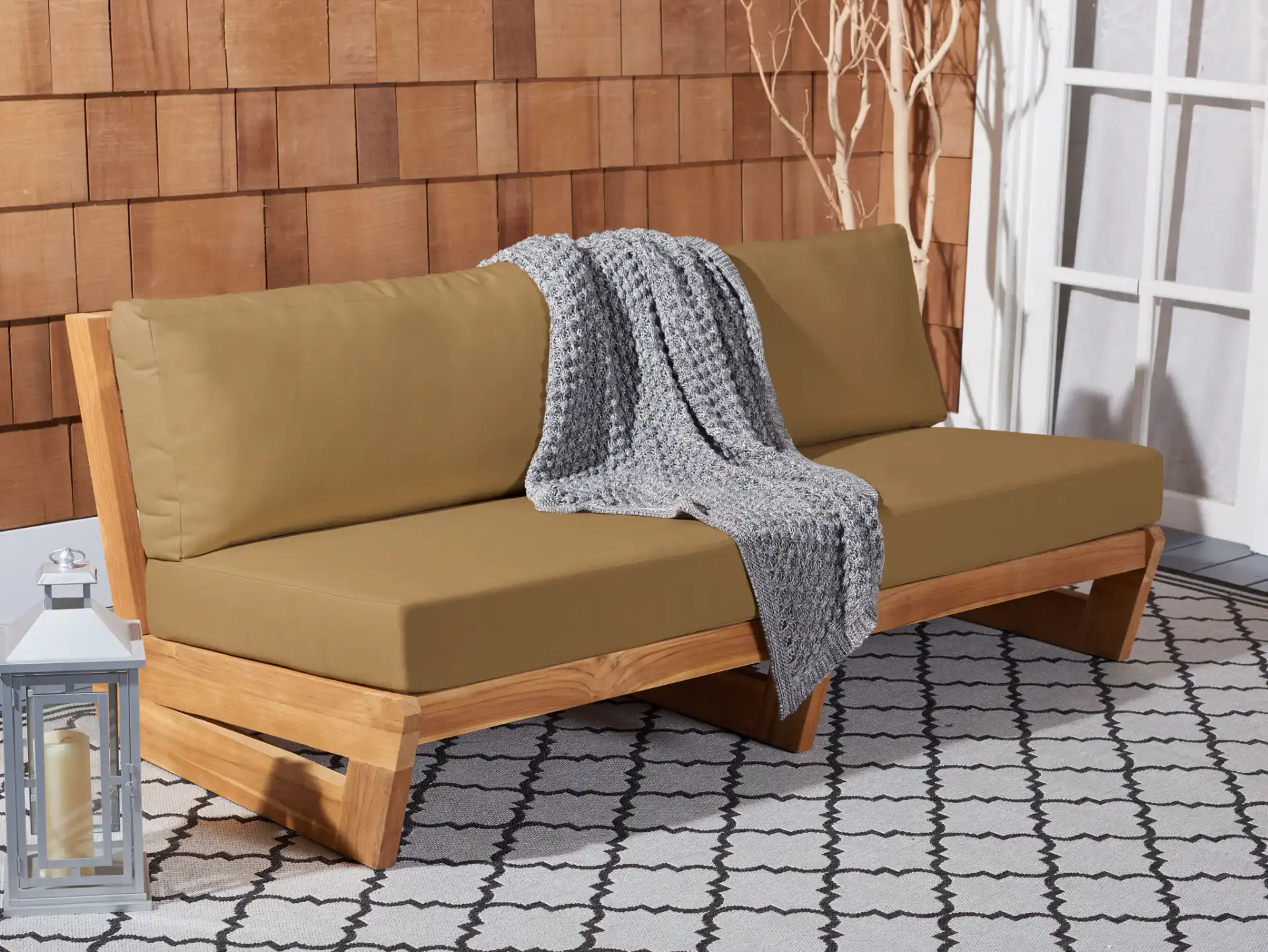 Julianne Teak Patio Sofa in Natural / Brown