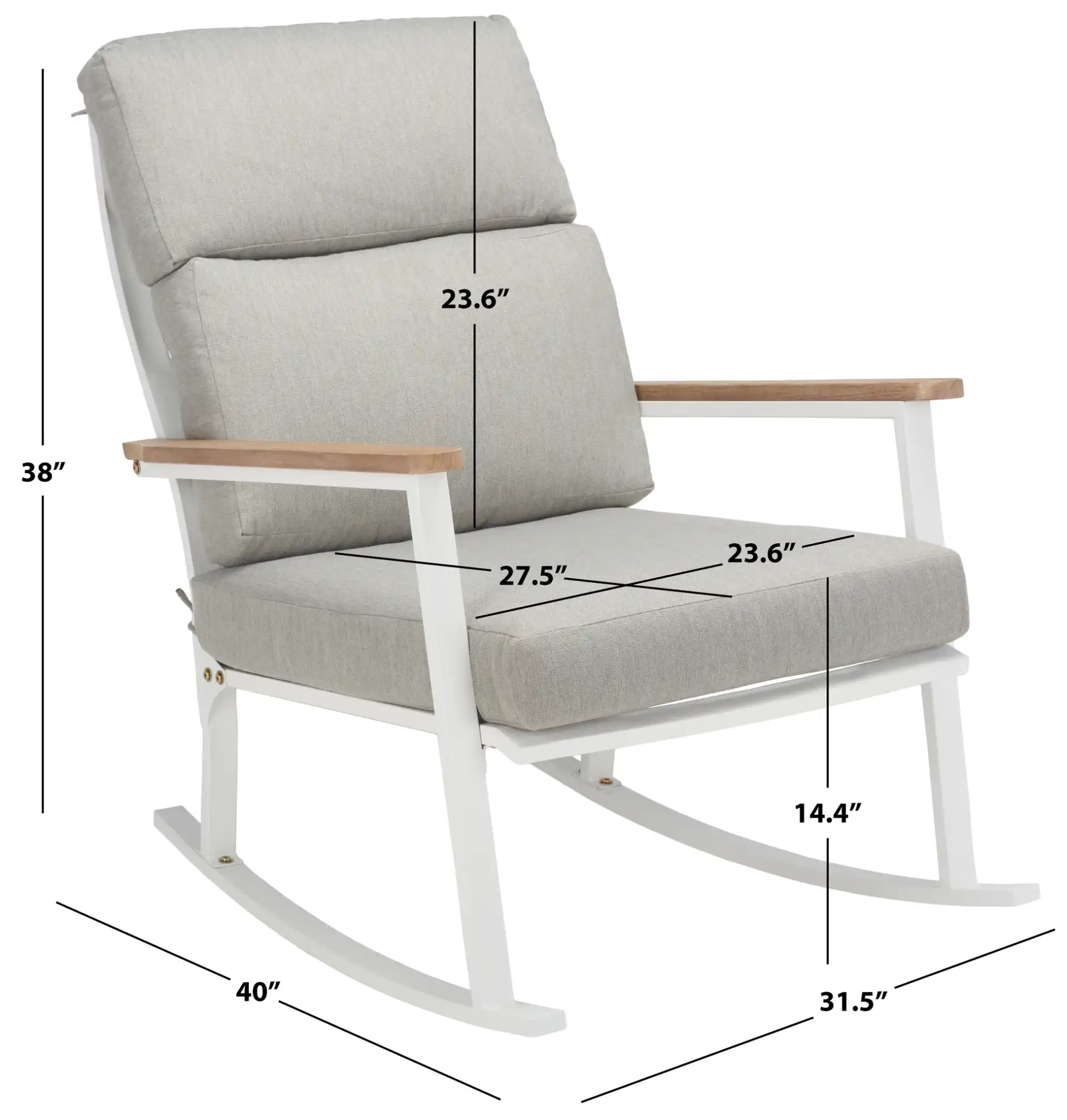 Brutus Rocking Chair in White / Light Gray, detail view