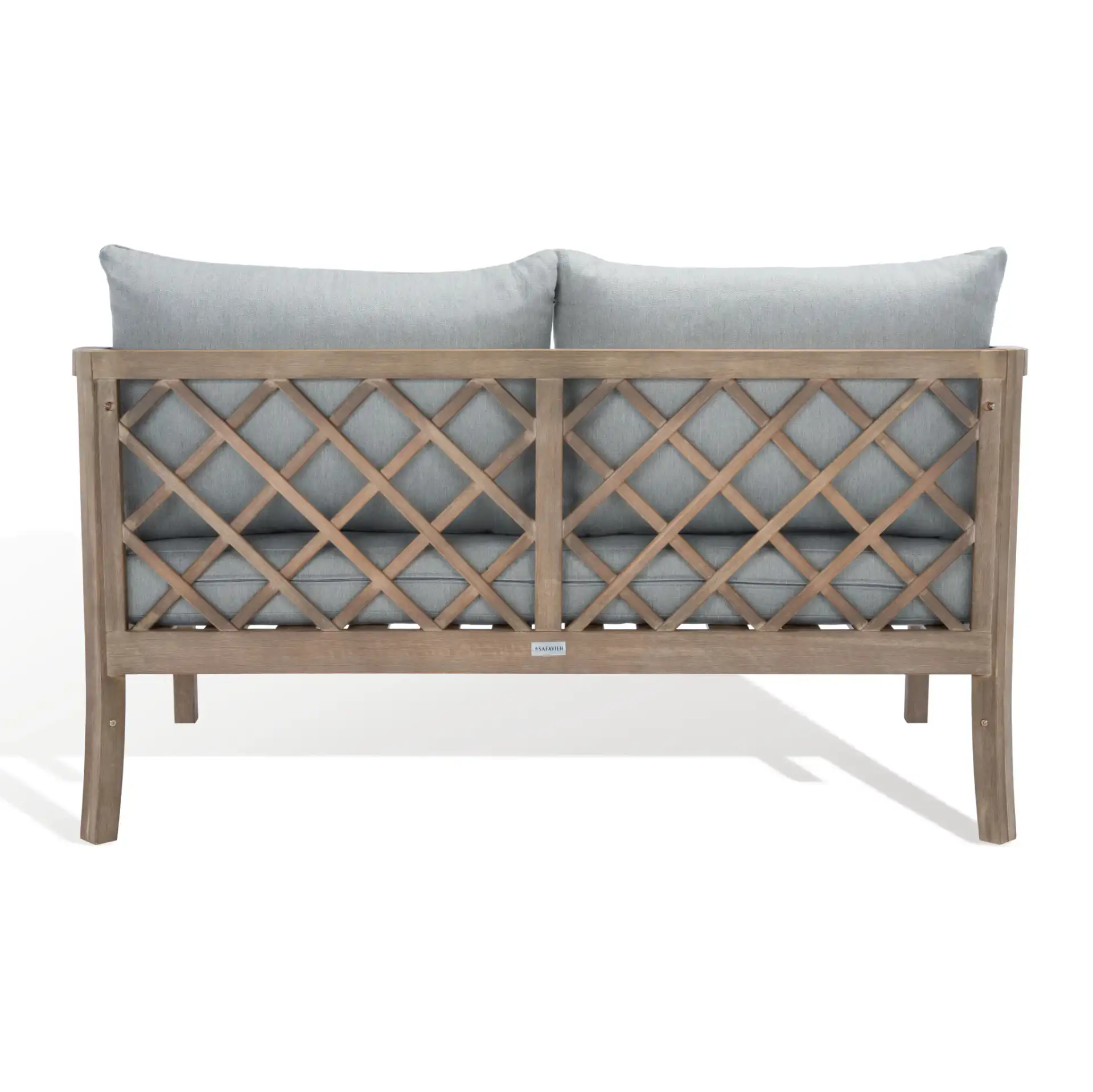 Fiji Wood Patio Sofa in Brown / Light Gray, detail view