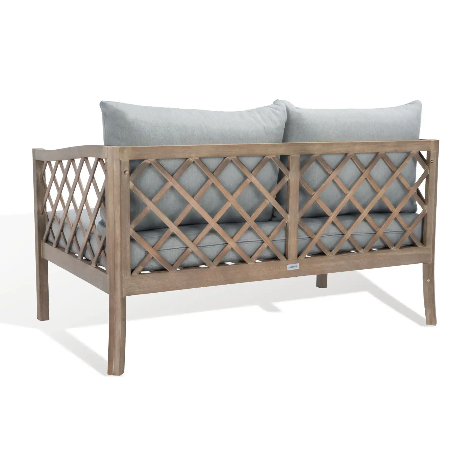 Fiji Wood Patio Sofa in Brown / Light Gray, detail view