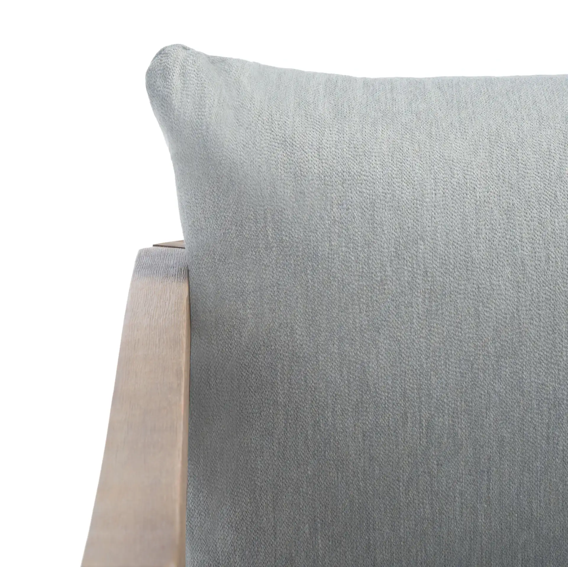 Fiji Wood Patio Sofa in Brown / Light Gray in a styled room