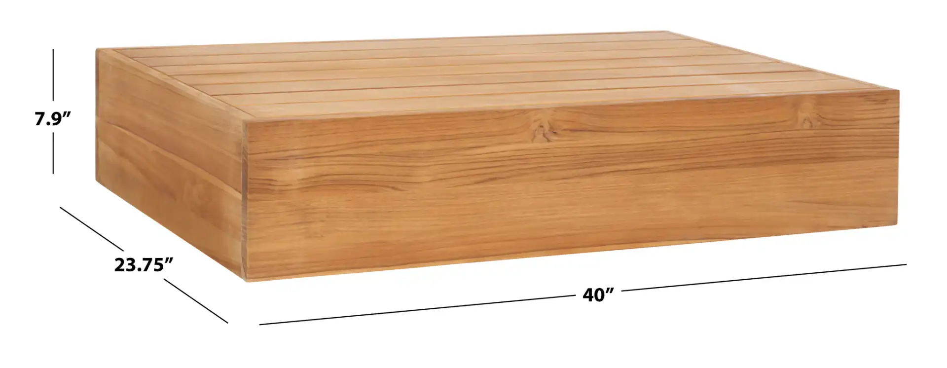 Kauai Brazil Teak Coffee Table in Natural, detail view