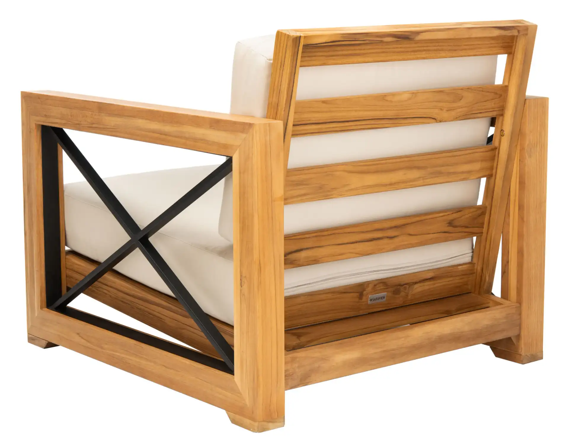 Andros Teak Patio Chair in Natural / Beige, detail view
