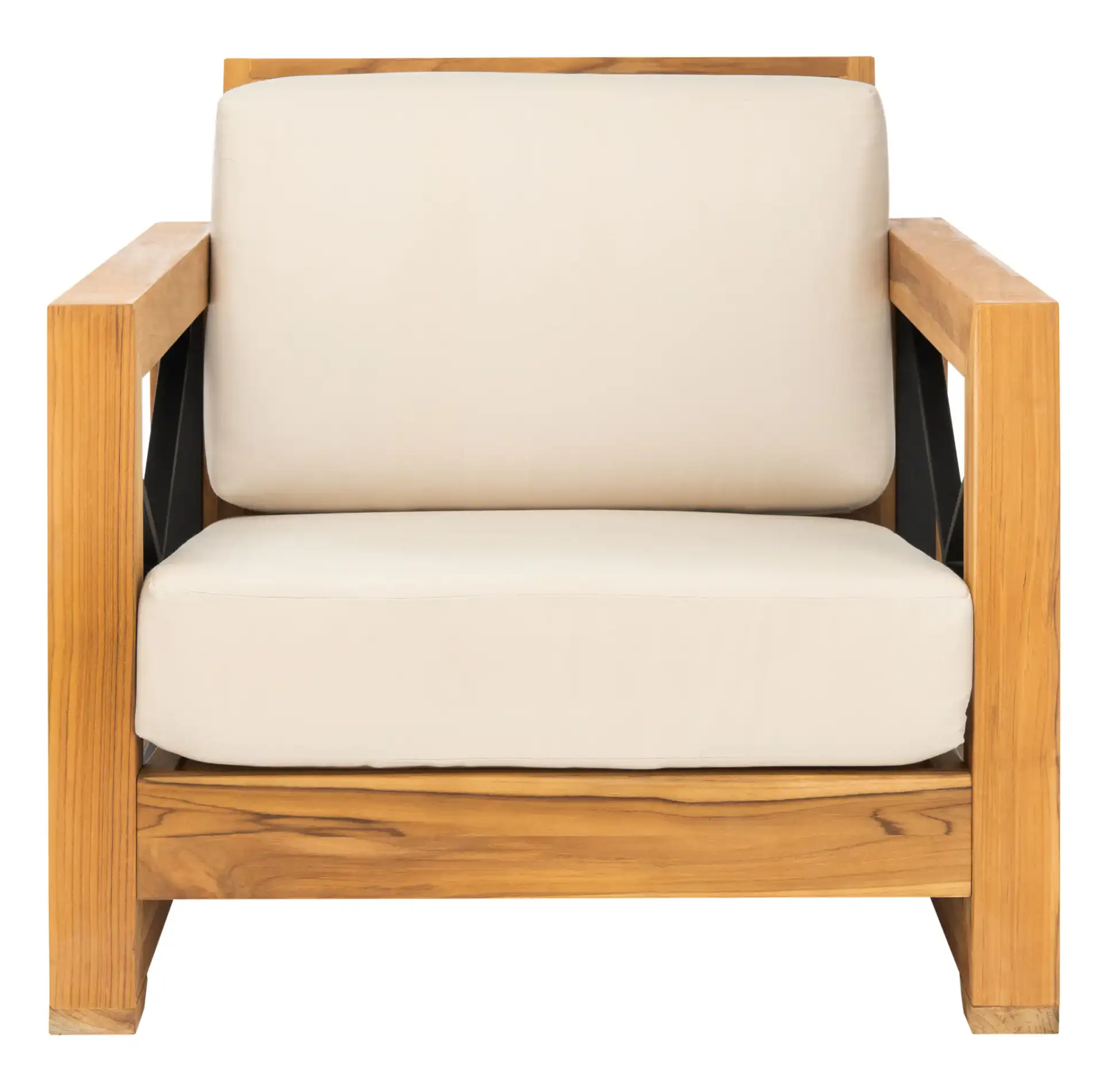 Andros Teak Patio Chair in Natural / Beige, detail view