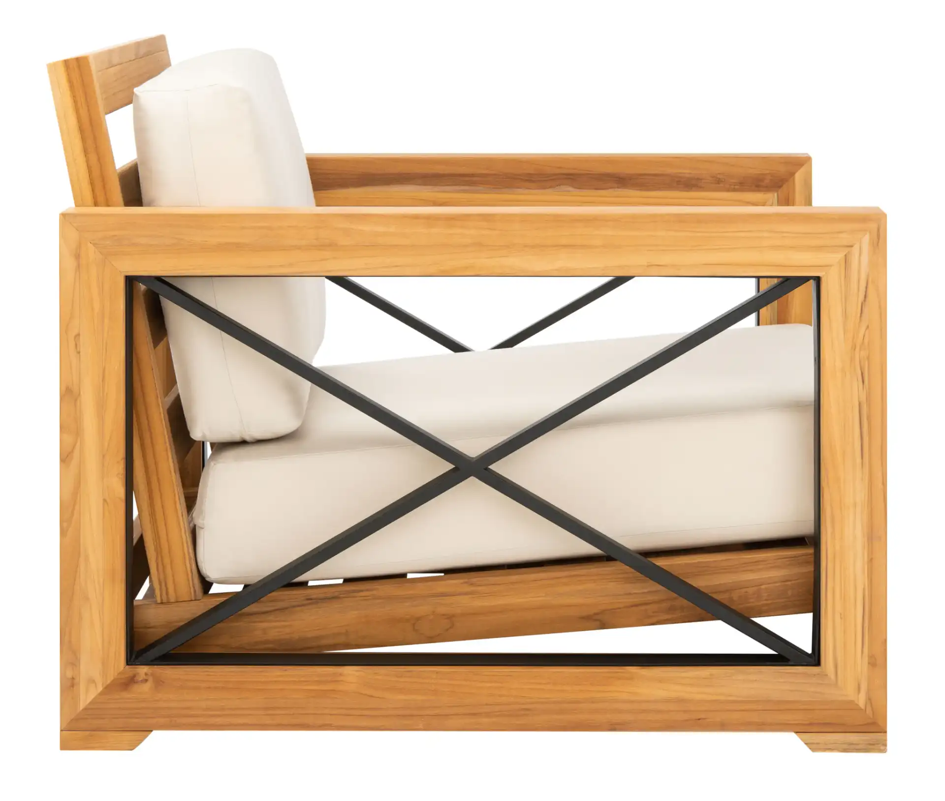 Andros Teak Patio Chair in Natural / Beige, detail view