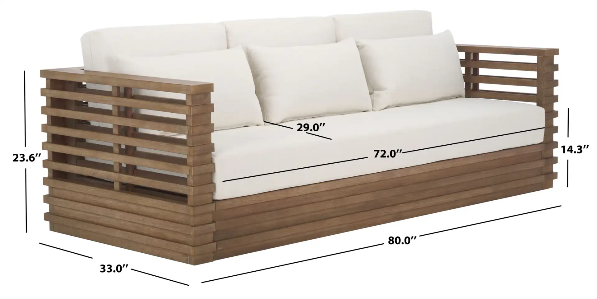 Tortuga Patio Sofa in Natural / White, detail view