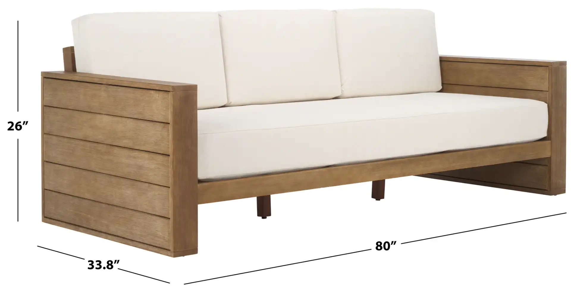 Santiago Eucalyptus Patio Sofa in Natural / Beige, detail view