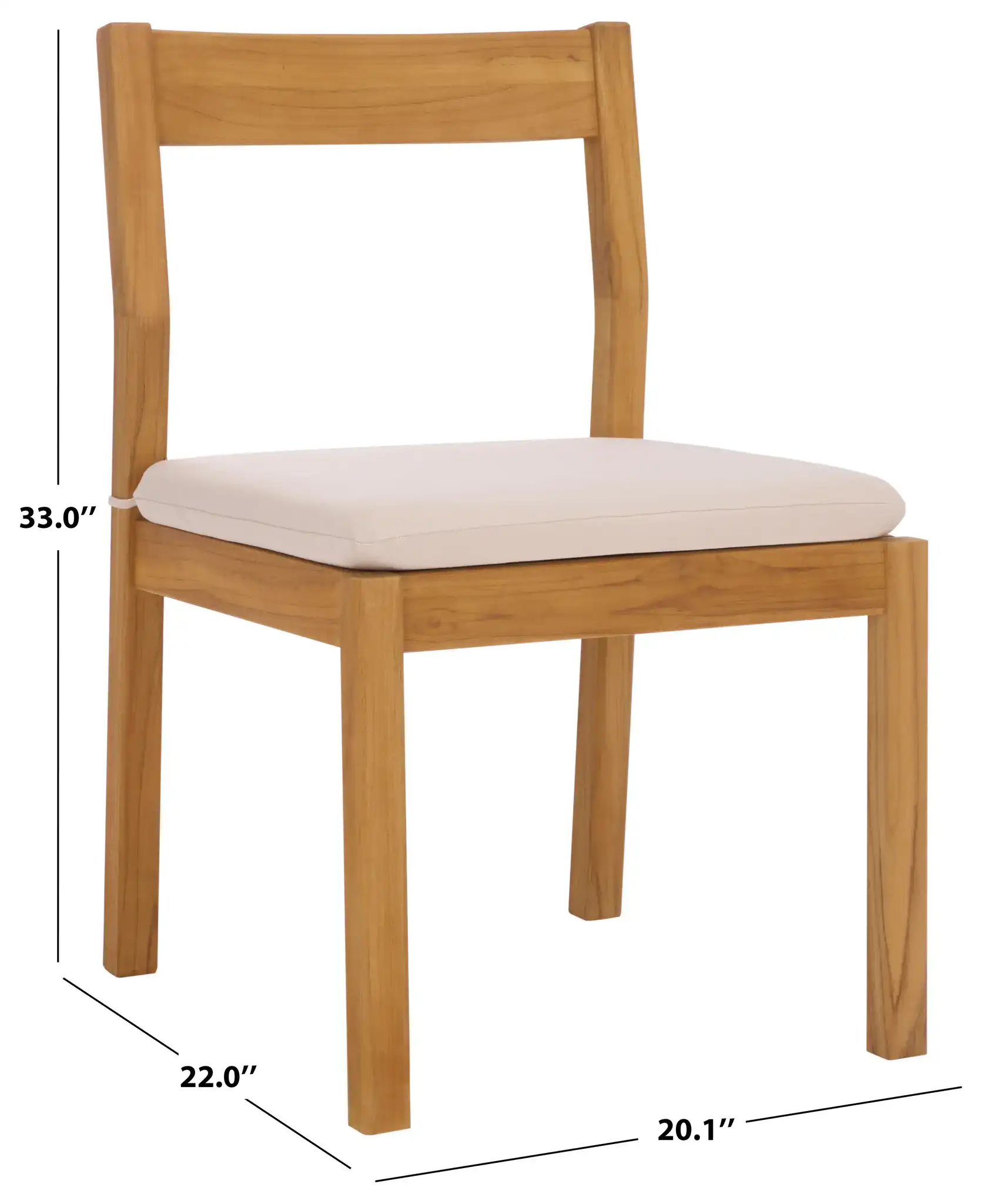 Mayaguana Teak Dining Chair (Set of 2) in Natural / White, detail view