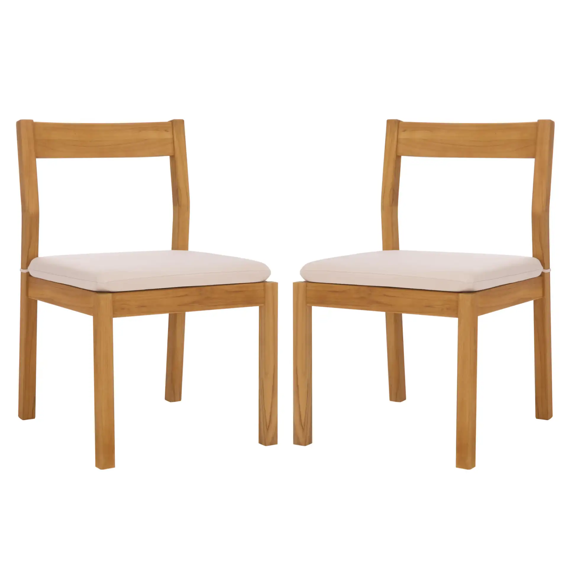 Mayaguana Teak Dining Chair (Set of 2) in Natural / White, detail view