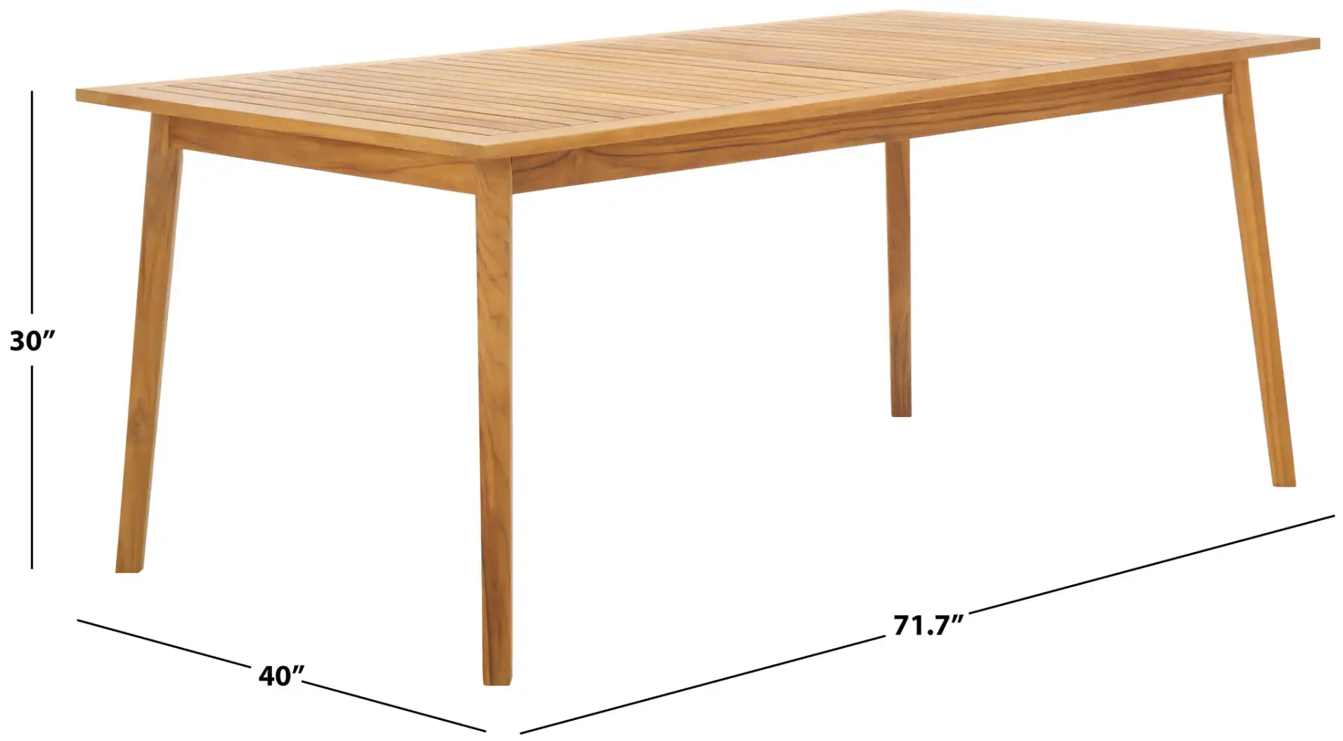 Mayaguana Teak Dining Table in Natural, detail view