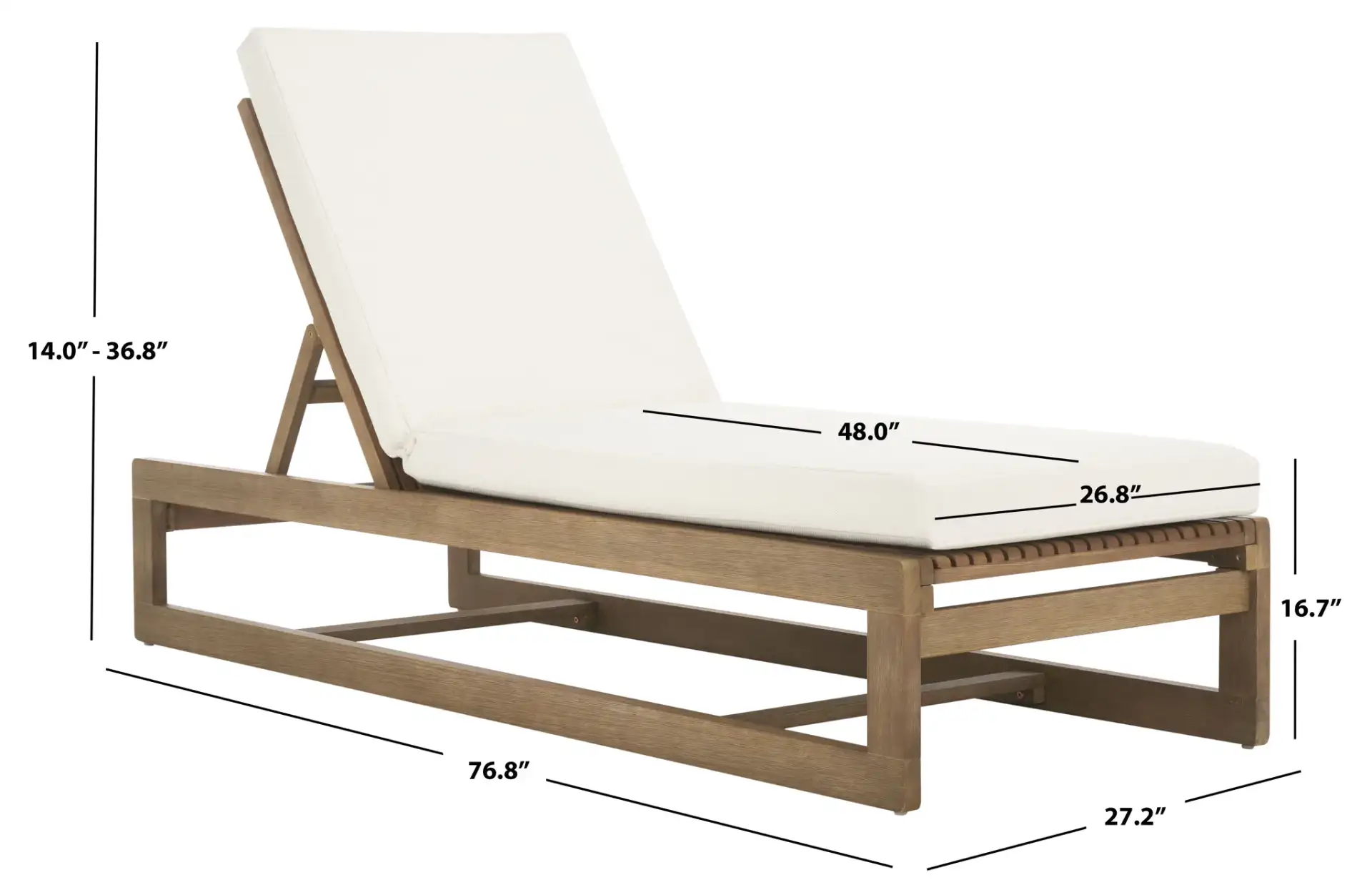 Saint Vincent Chaise Lounge in Natural / Beige, detail view