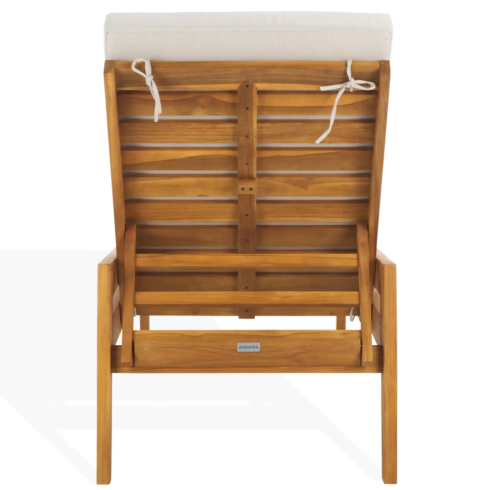Caledonia Teak Chaise Lounge in Natural / White, detail view